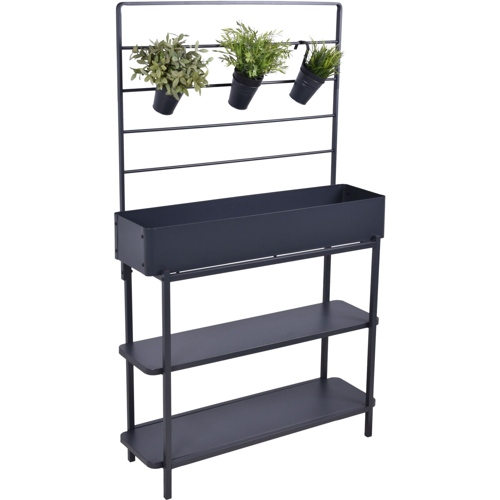 Hochbeet GLORIA - anthrazit - mit Töpfe - 155 cm hoch