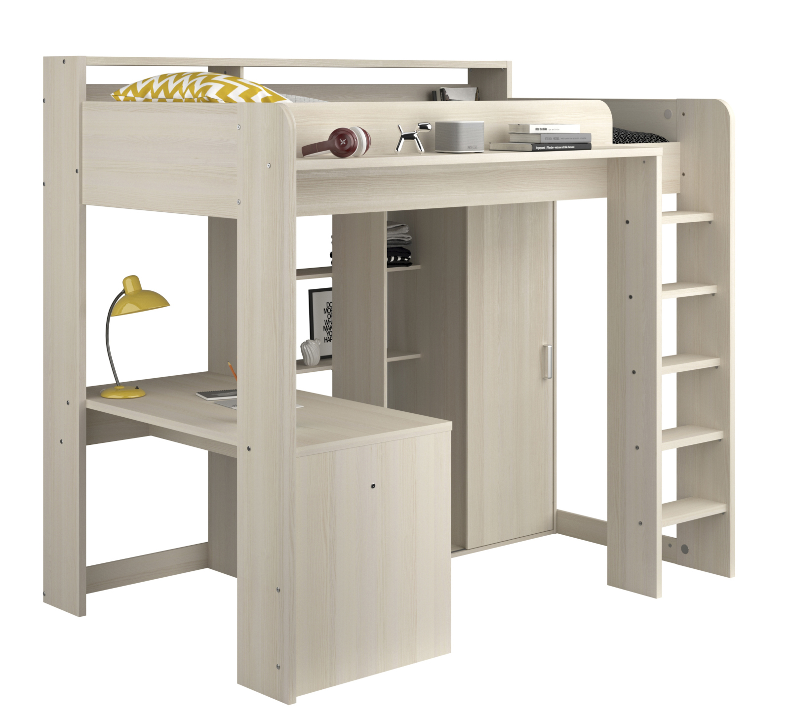Hochbett HIGHER 1 - Esche Nordisch - 90x200 cm
