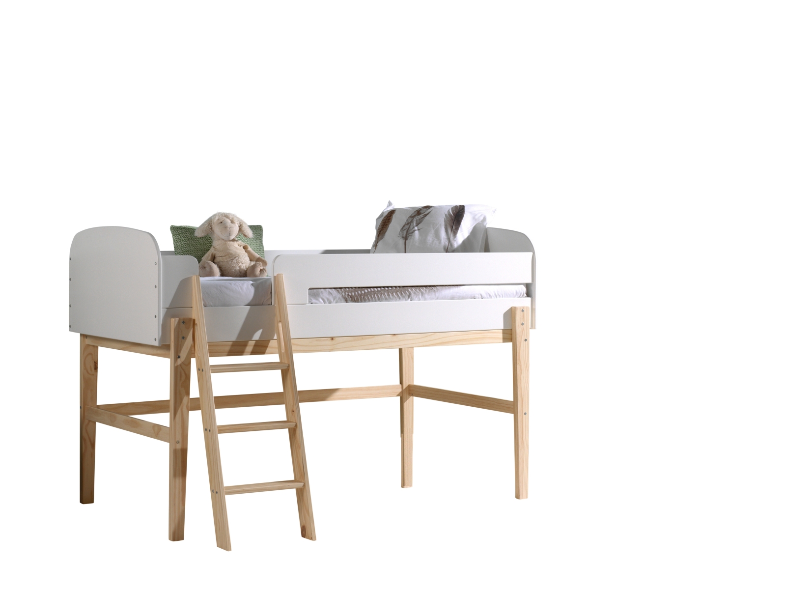 Hochbett KIDDY - weiß - Kiefer- teilmassiv - 90x200 cm