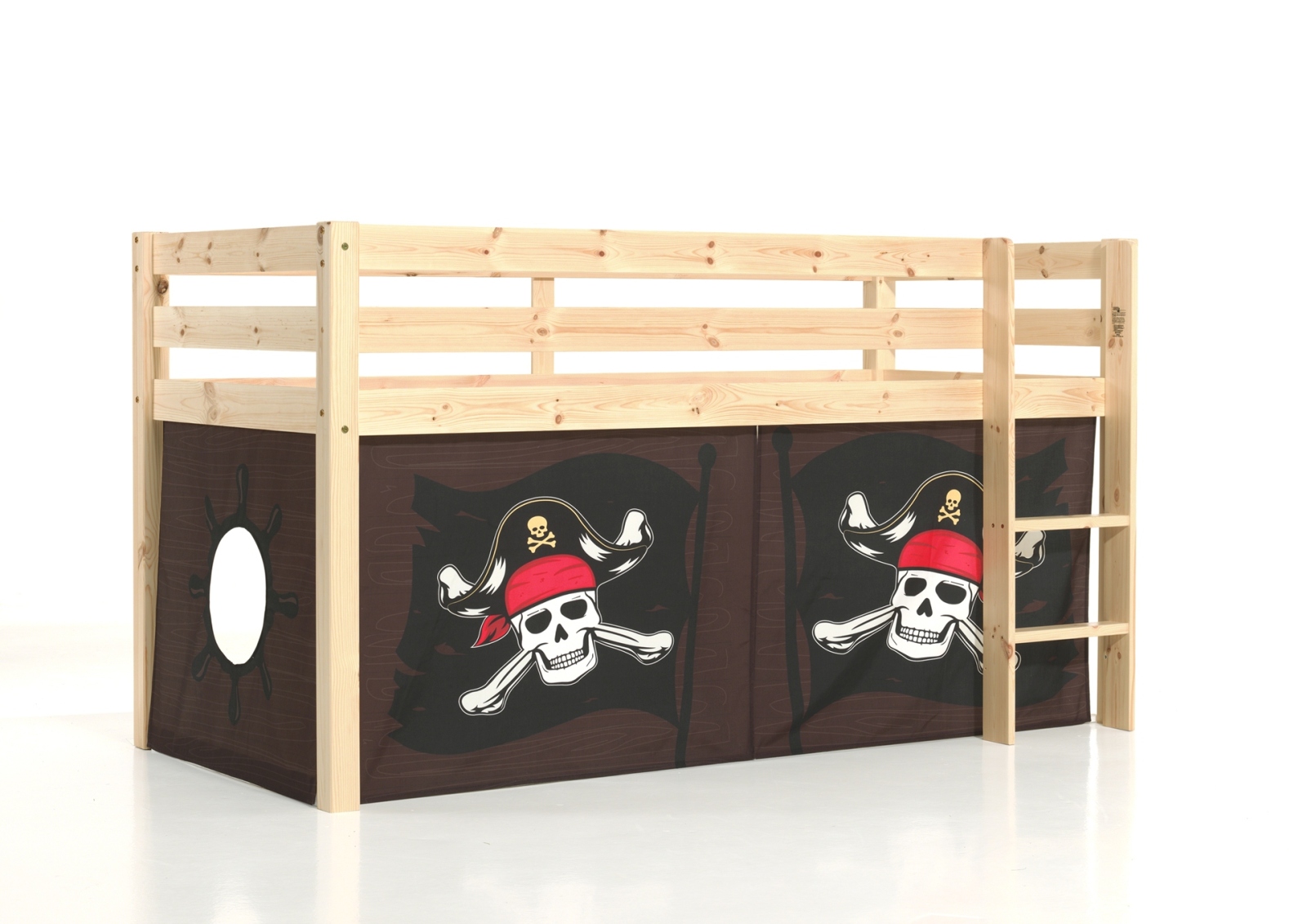 Hochbett PINO - Caribian Pirate - Kiefer natur lackiert - 90x200 cm