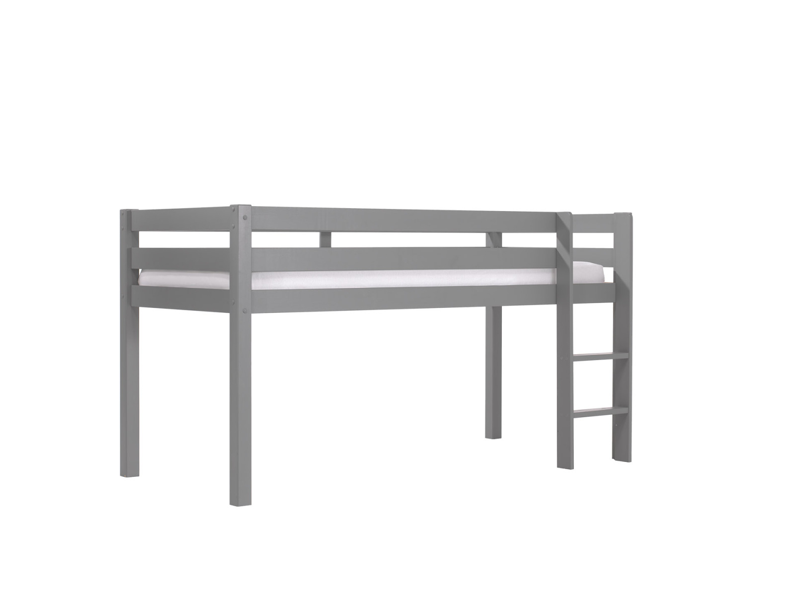 Hochbett PINO - grau - Kiefer massiv - 90x200 cm