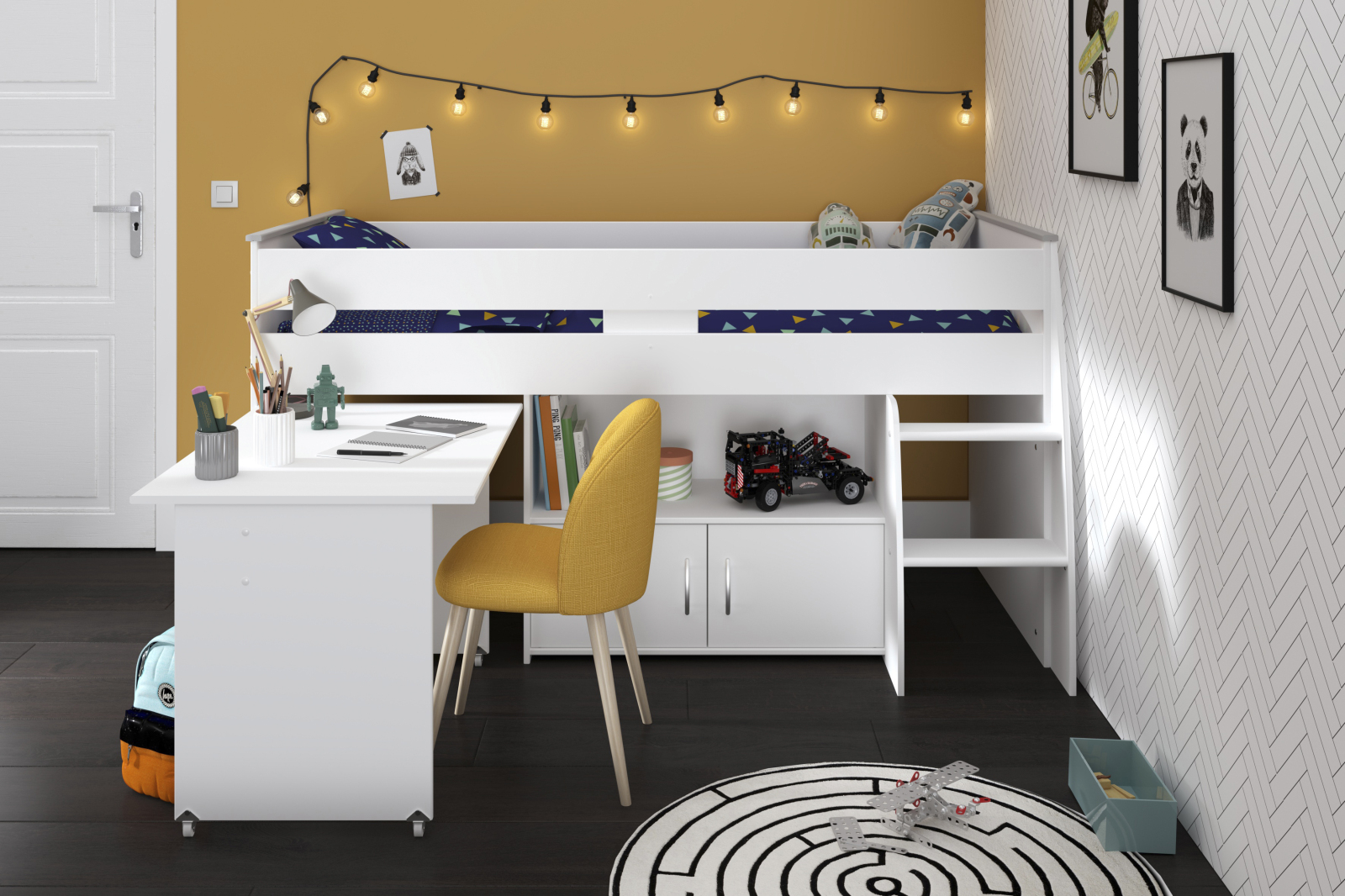 Hochbett REVERSE 1 - weiß - 90x200 cm