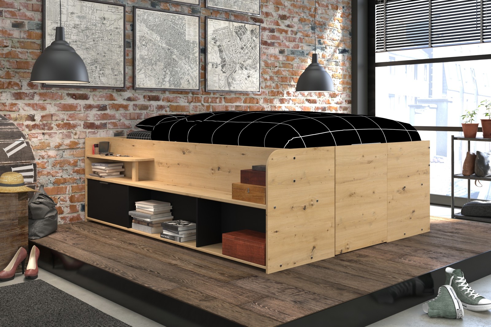Hochbett TRAVEL - Artisan Eiche - 140x200 cm