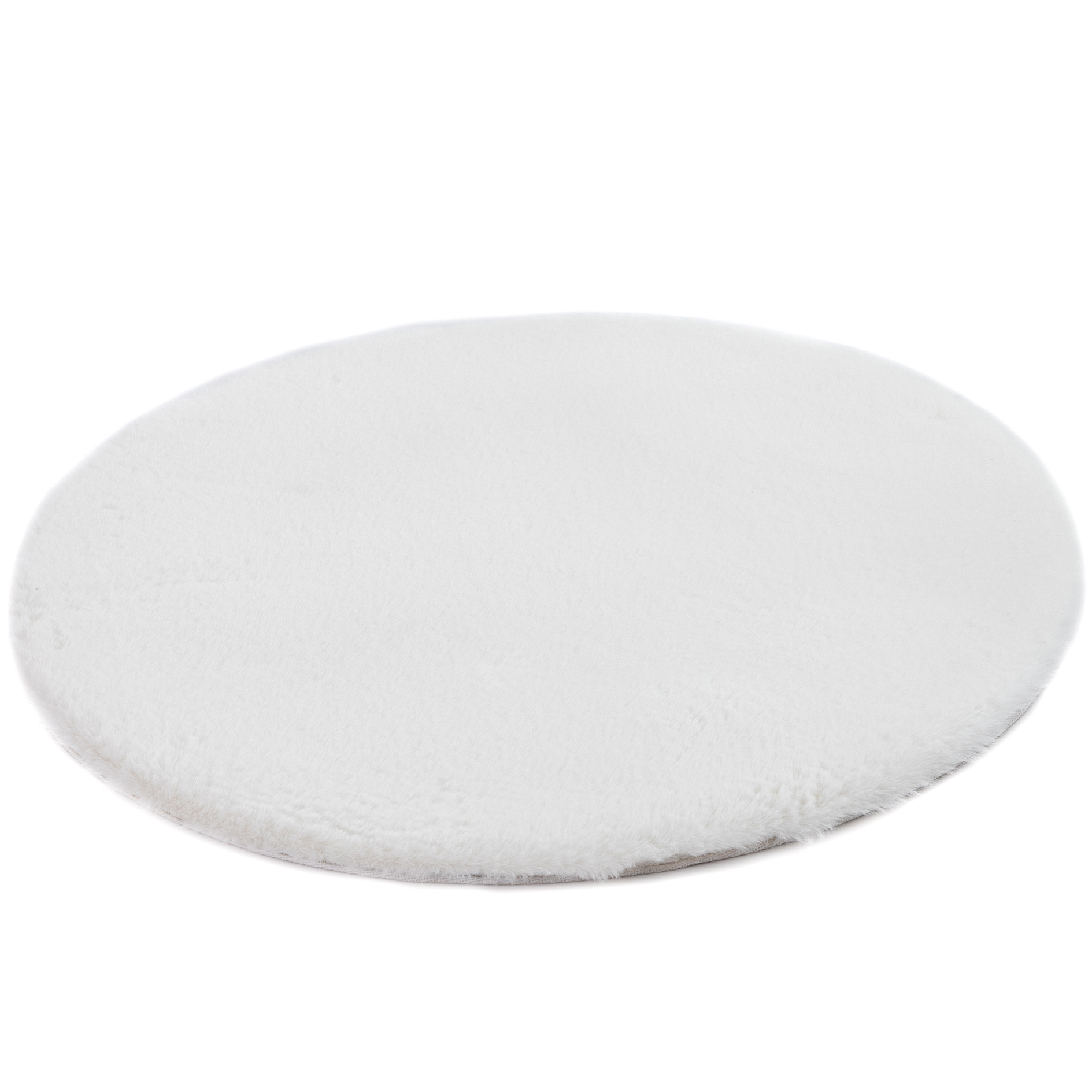 Hochflor-Teppich - weiß - Ø 80 cm