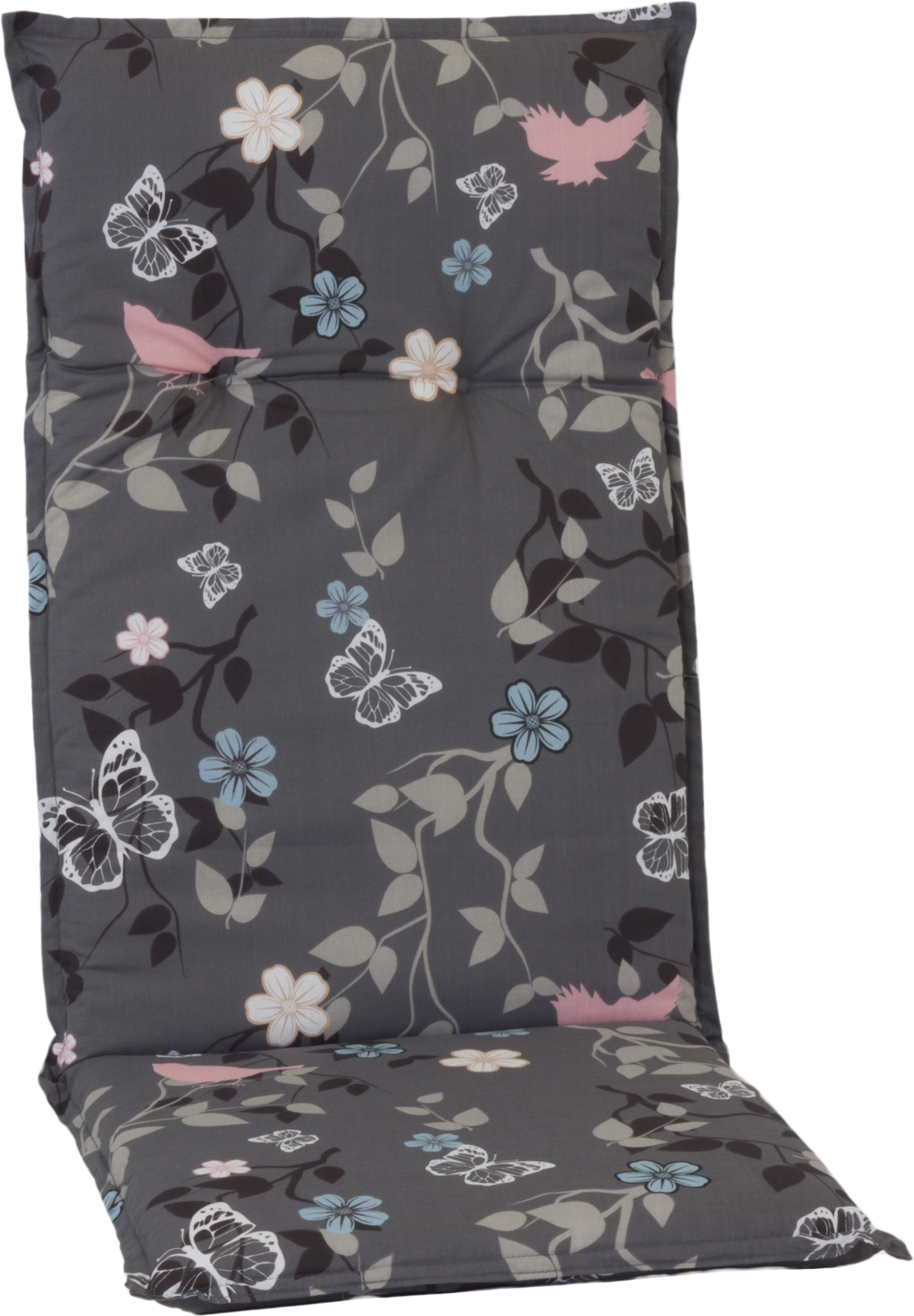 Hochlehner-Auflage - grau - Blumen - 118x50 cm