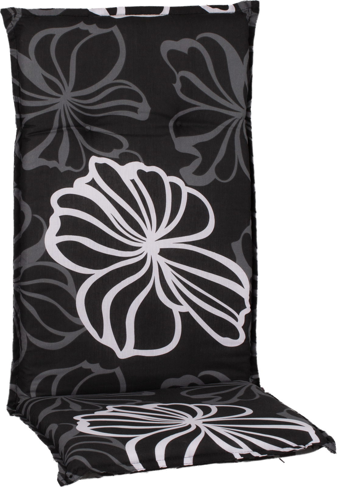 Hochlehner-Auflage - schwarz-weiß - Blumen - 118x50 cm