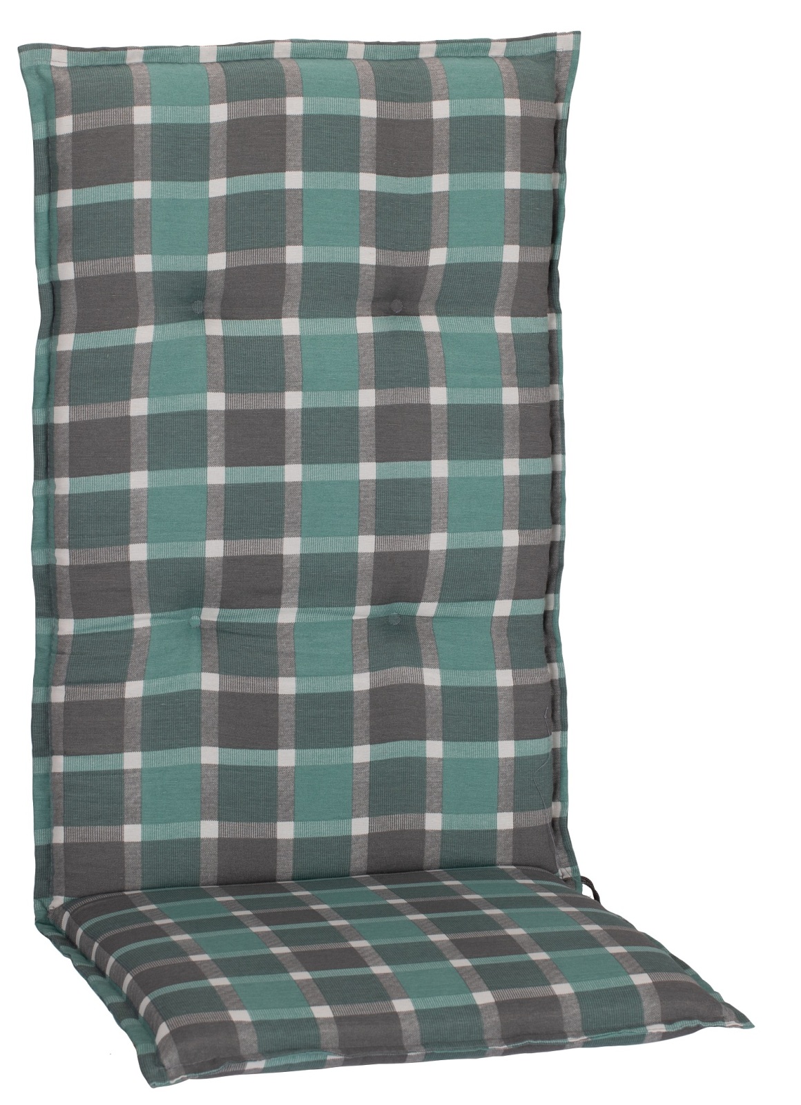 Hochlehnerauflage - türkis - Karo - 118 cm