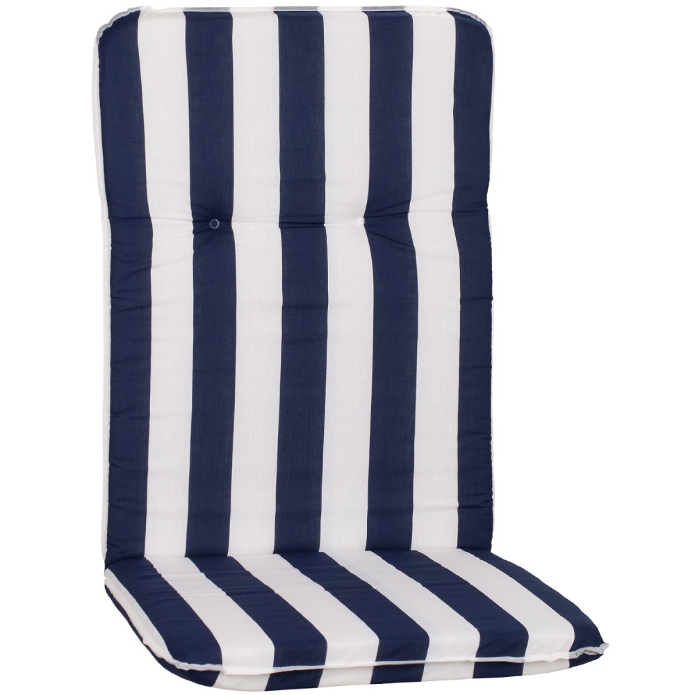 Hochlehnerauflage - weiß-blau - Streifen - 114 cm