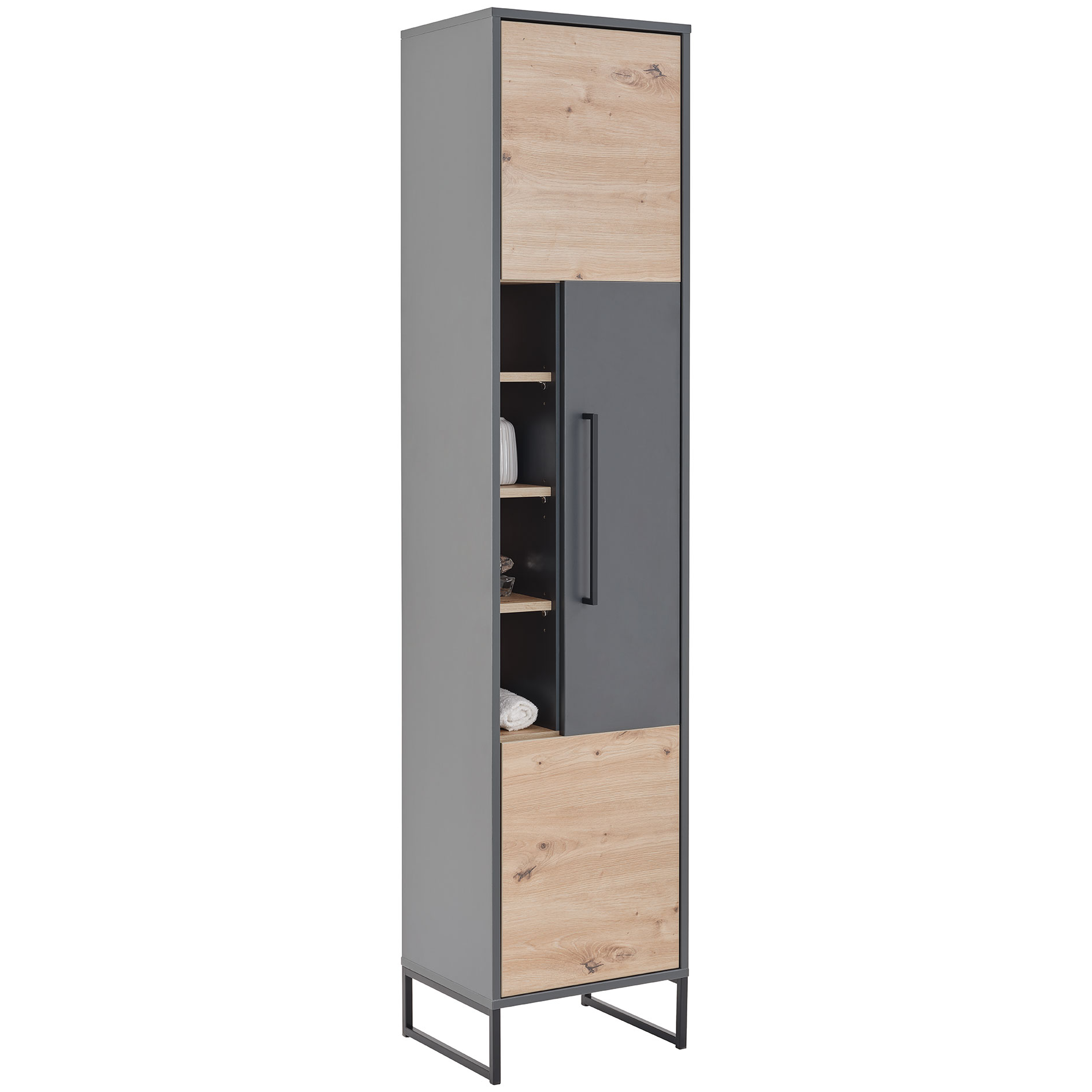Hochschrank - anthrazit - Artisan Eiche - Softclose