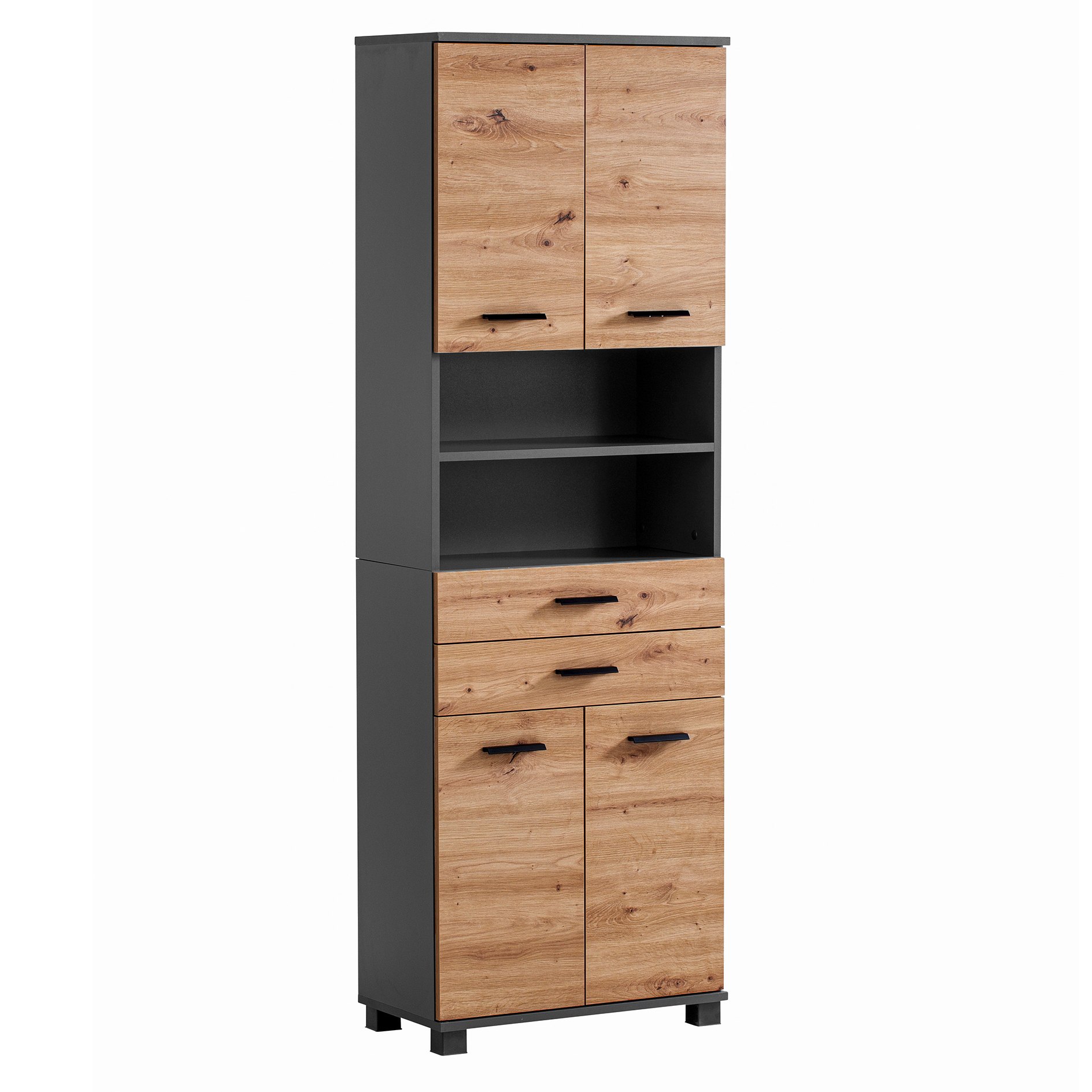 Hochschrank - Artisan Eiche - anthrazit - 2 Schubladen - 59,8 cm