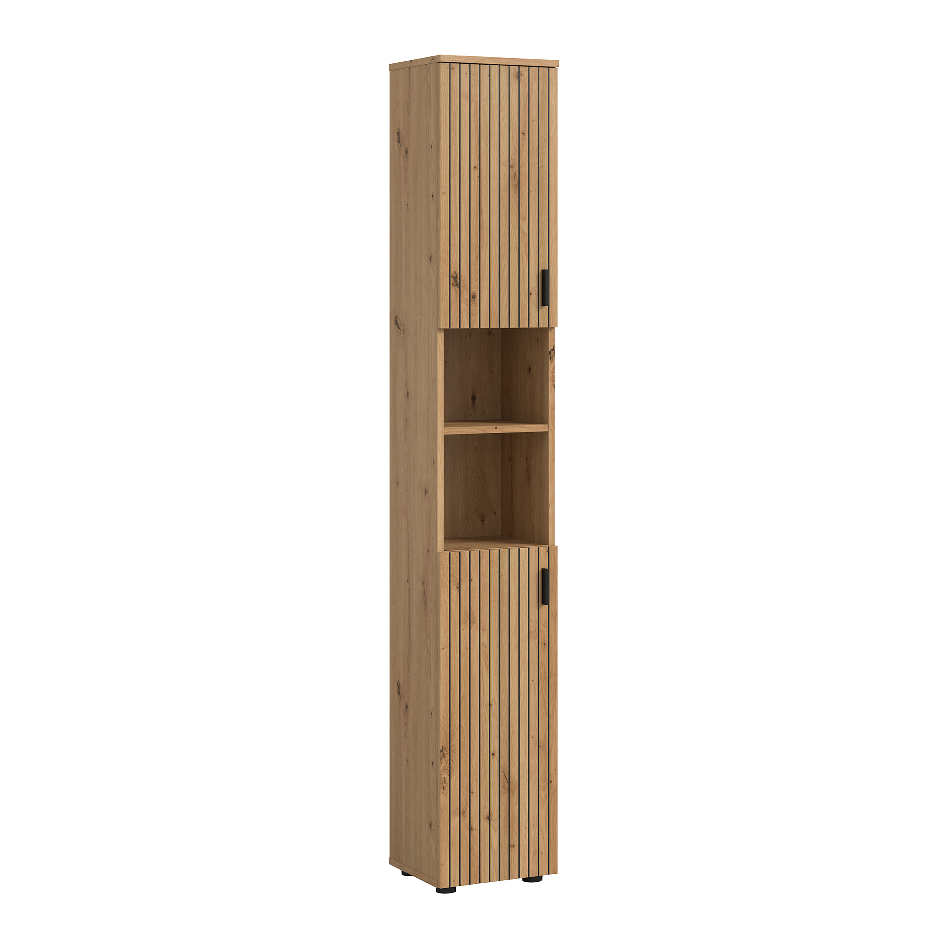 Hochschrank - Artisan Eiche - Paneeloptik - 2 Türen - 30 cm