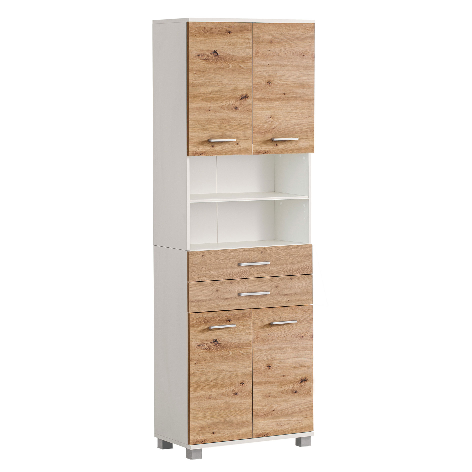 Hochschrank - Artisan Eiche - weiß - 2 Schubladen - 59,8 cm