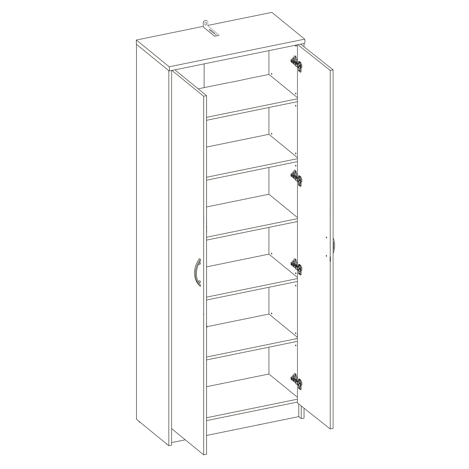 Hochschrank - Beton-weiß - 198 cm hoch