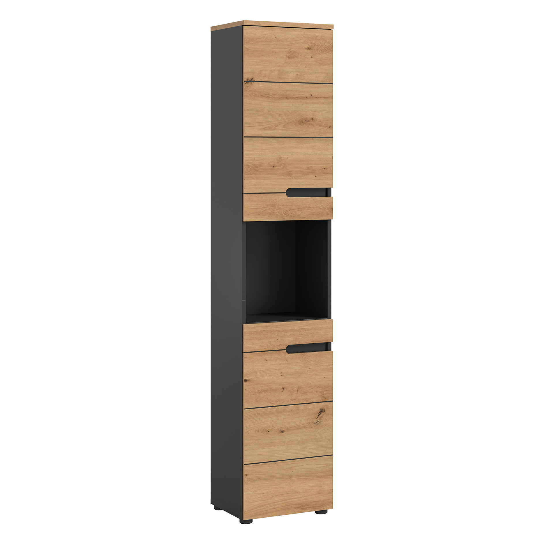 Hochschrank CANU - Artisan Eiche - Basalt grau - 38 cm breit