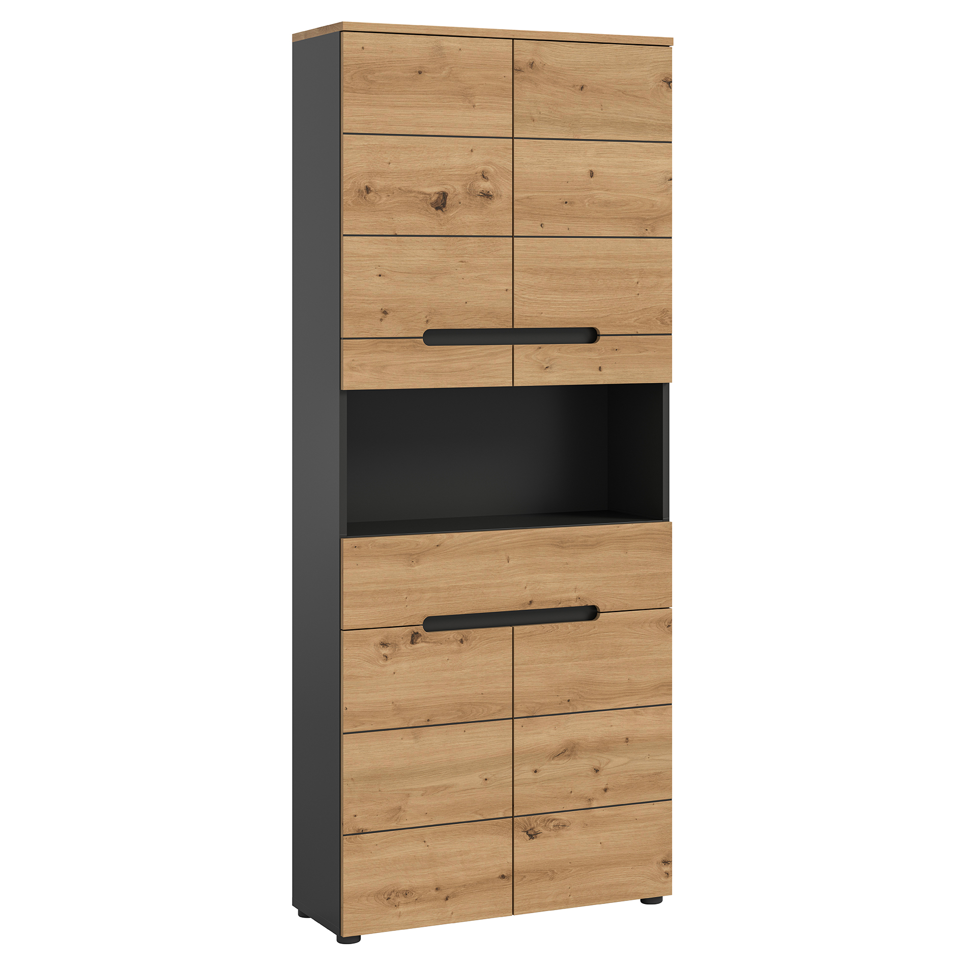 Hochschrank CANU - Artisan Eiche - Basalt grau - 76 cm breit
