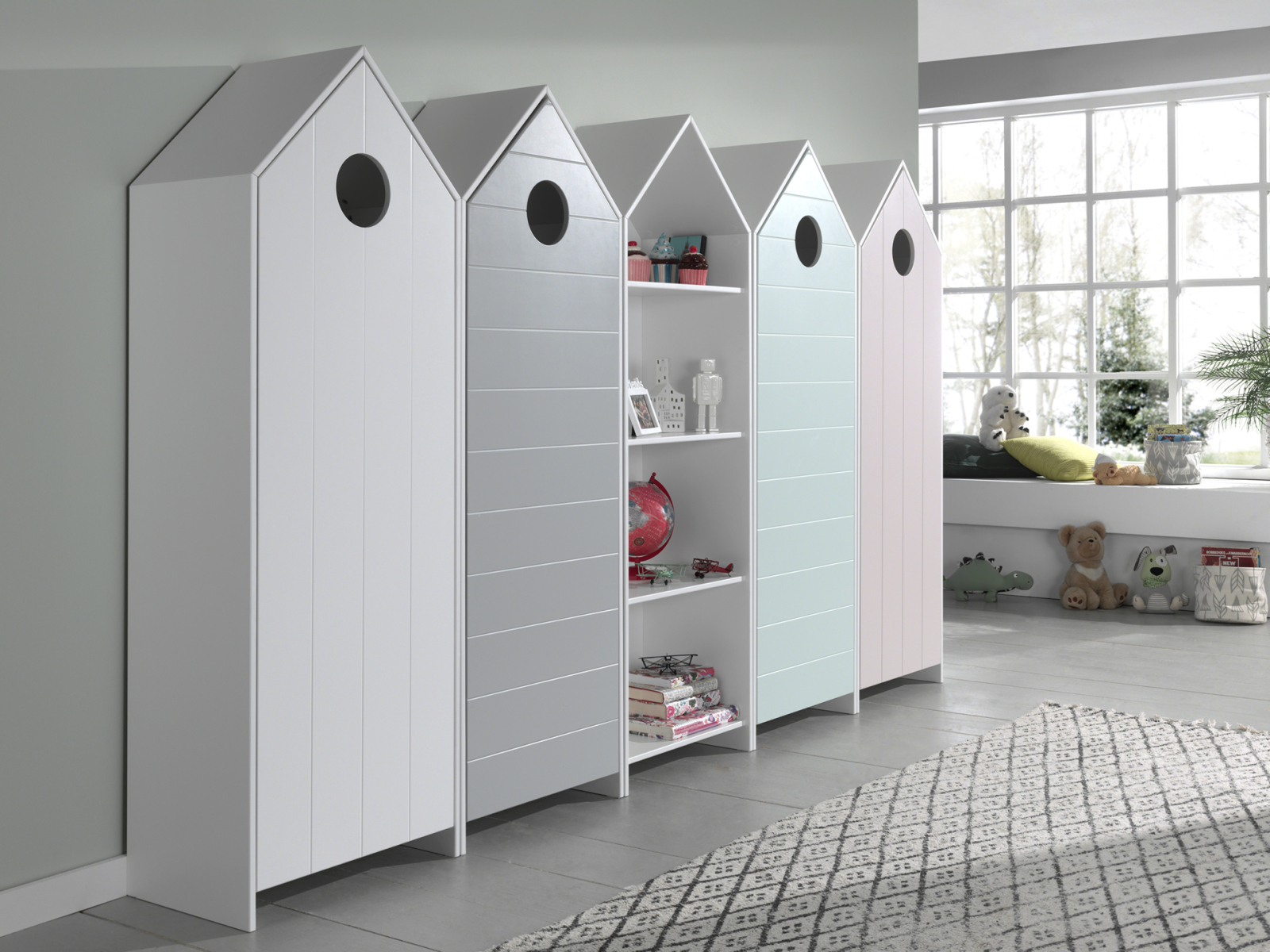 Hochschrank CASAMI - weiß-mint - 58 cm breit