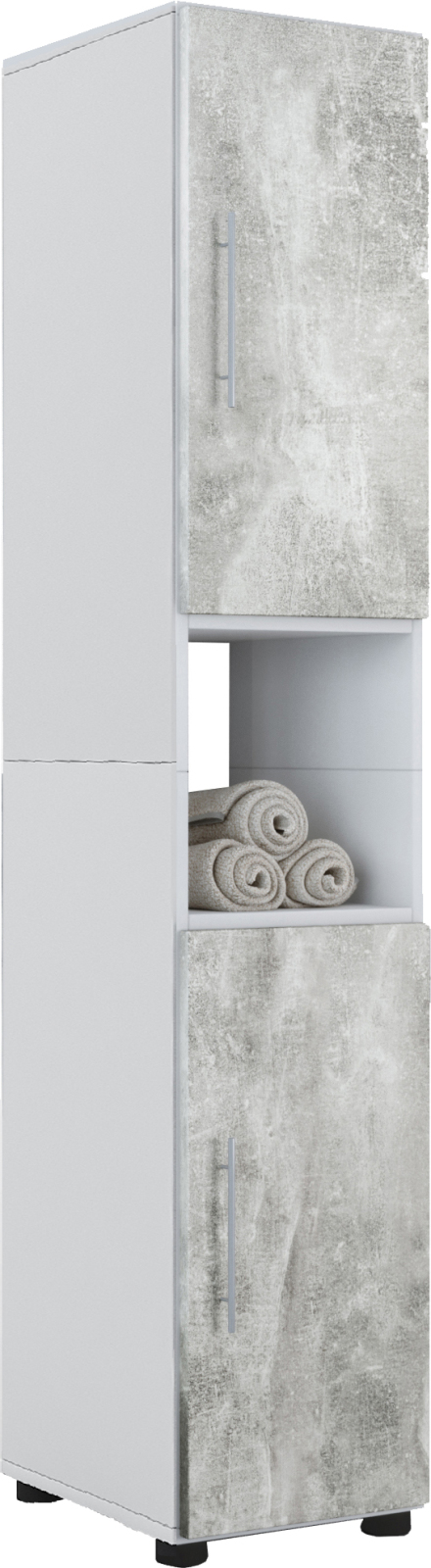 Hochschrank FLANDU - Beton-Optik - weiß - 160 cm