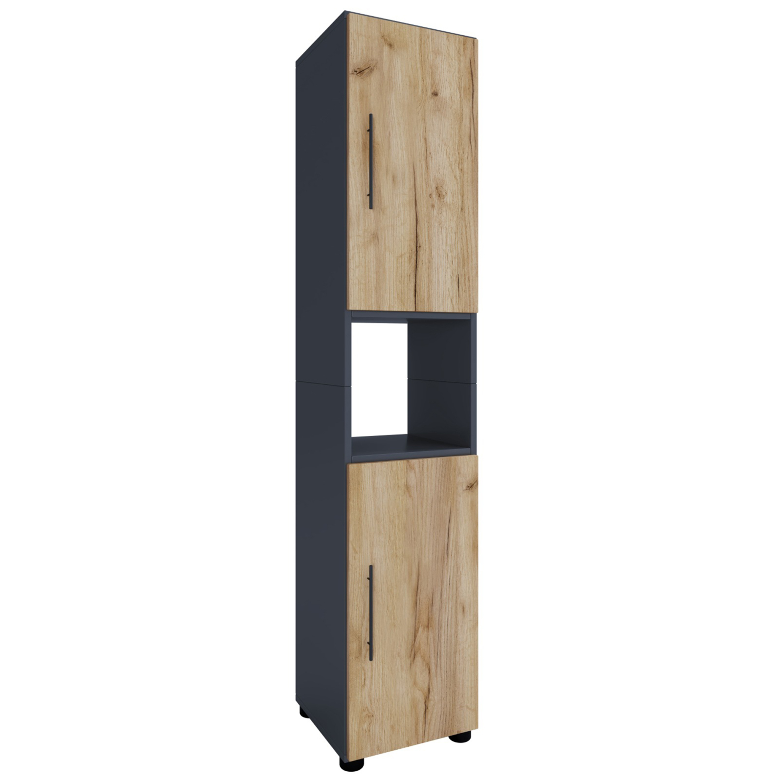 Hochschrank FLANDU - Honig Eiche - anthrazit - 160 cm