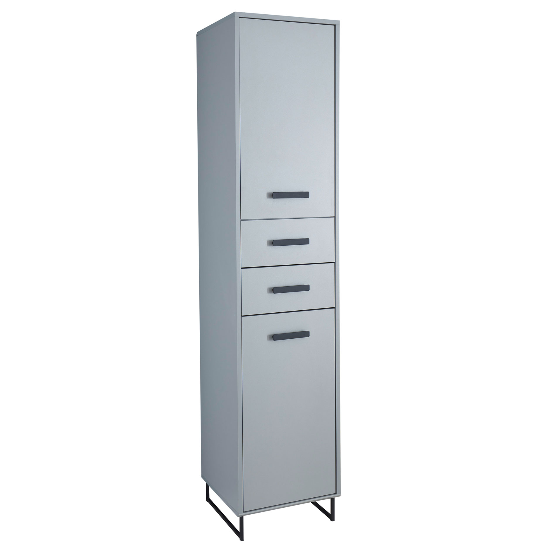 Hochschrank - grau - Sonoma Eiche - 2 Schubkästen
