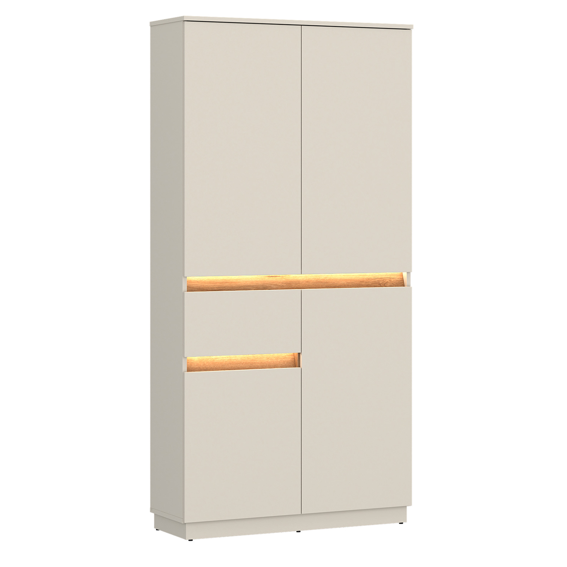 Hochschrank - Kaschmir - Evoke Eiche - mit LED-Beleuchtung - 90 cm breit