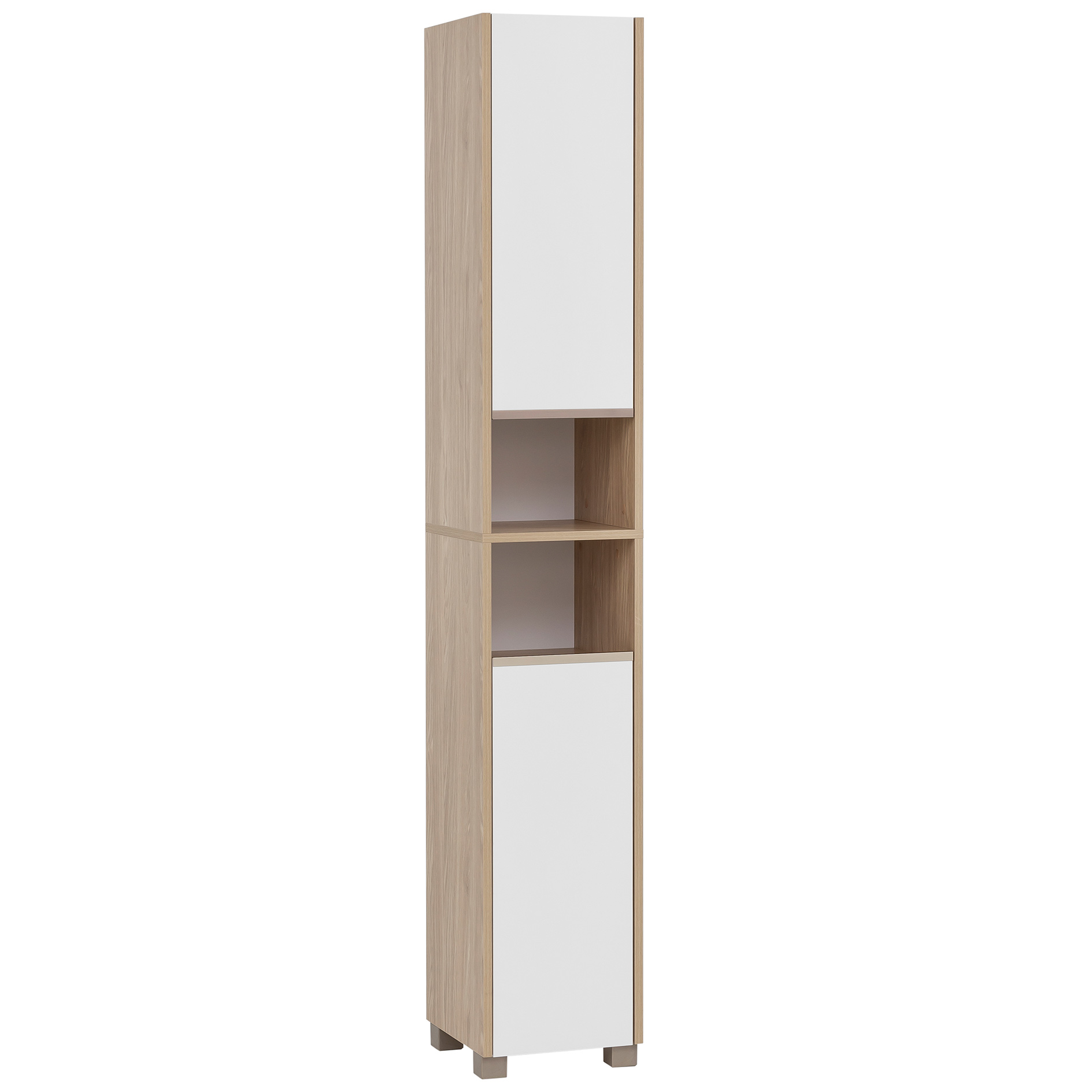 Hochschrank - kreideweiß - Eiche hell - 2 Türen
