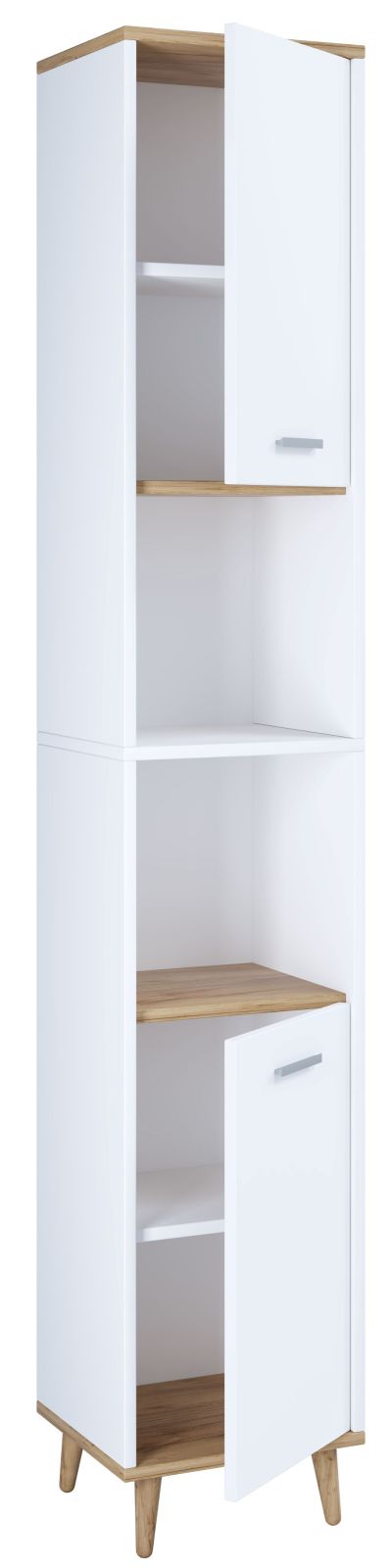 Hochschrank LANDOS - weiß - Honig Eiche - 181 cm
