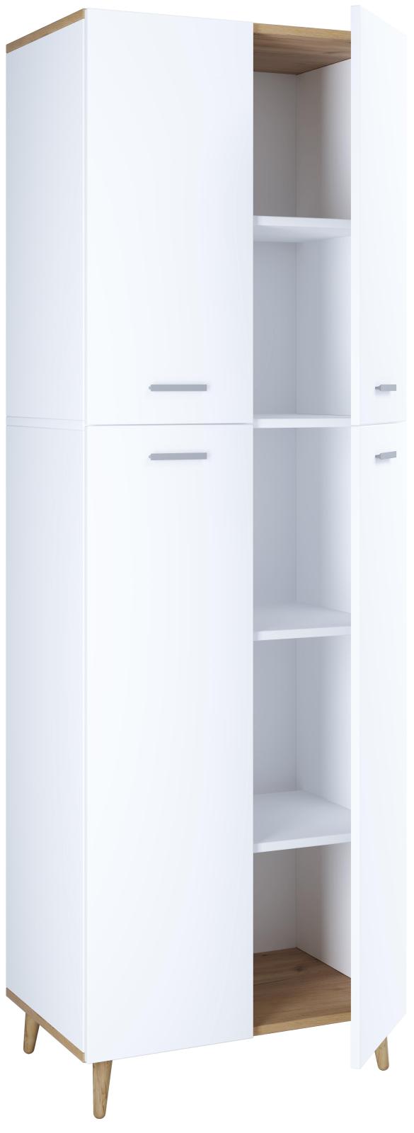Hochschrank LANDOS - weiß - Honig Eiche - 184 cm