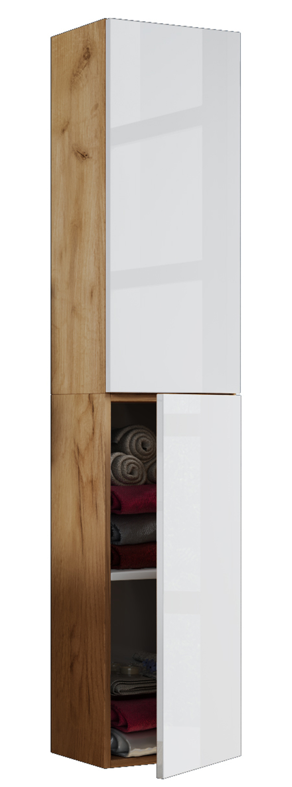 Hochschrank LENDAS - Honig Eiche - weiß - 33x150 cm