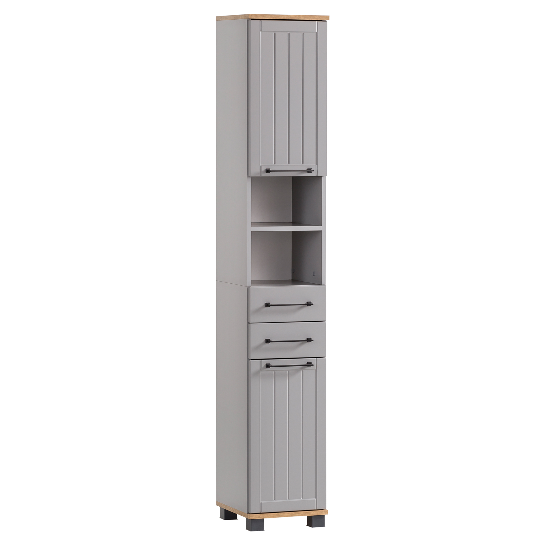 Hochschrank - platingrau-Eiche - 181 cm hoch