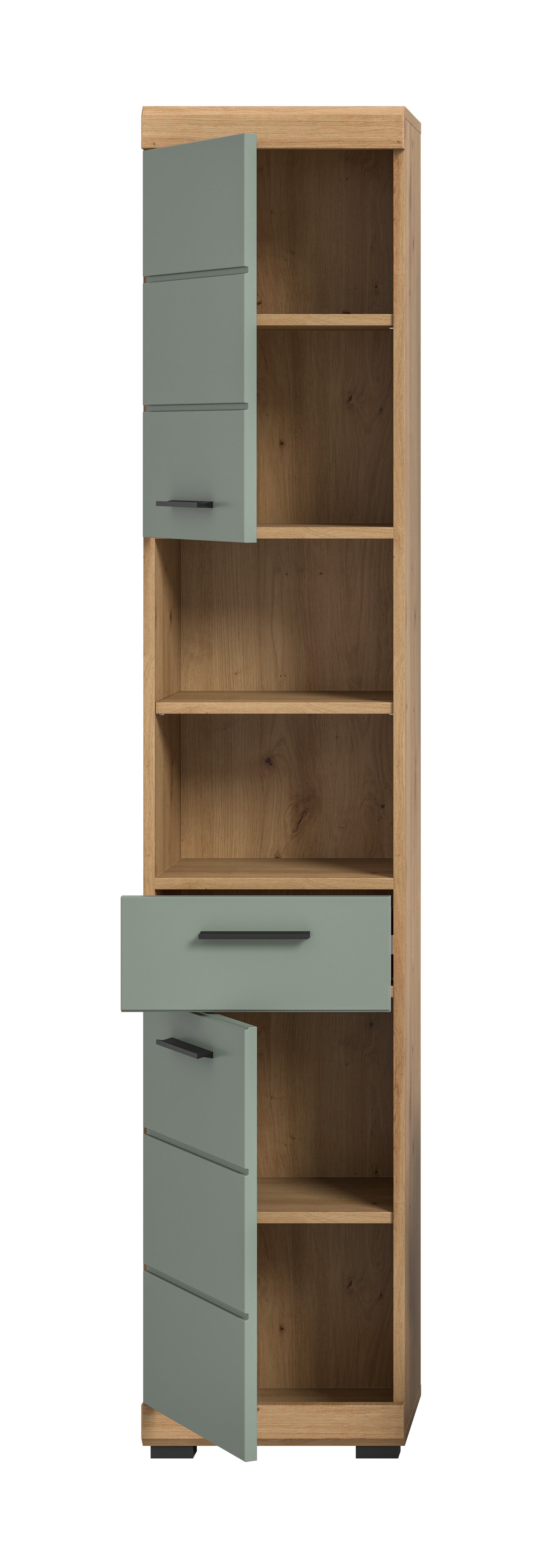 Hochschrank SCOUT - Salbei - Artisan Eiche - 37 cm