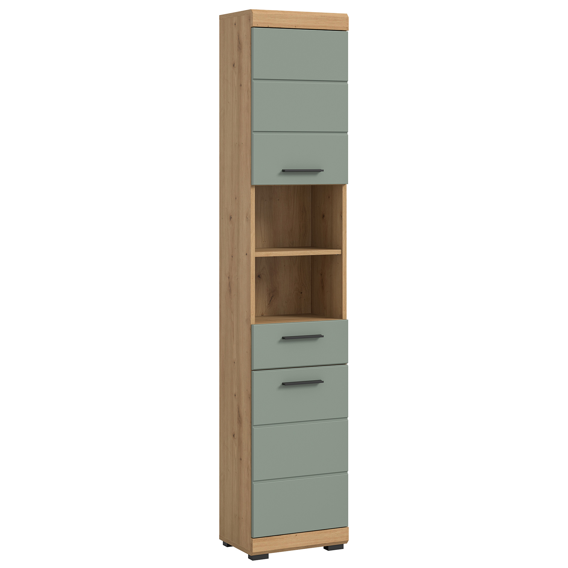 Hochschrank SCOUT - Salbei - Artisan Eiche - 37 cm