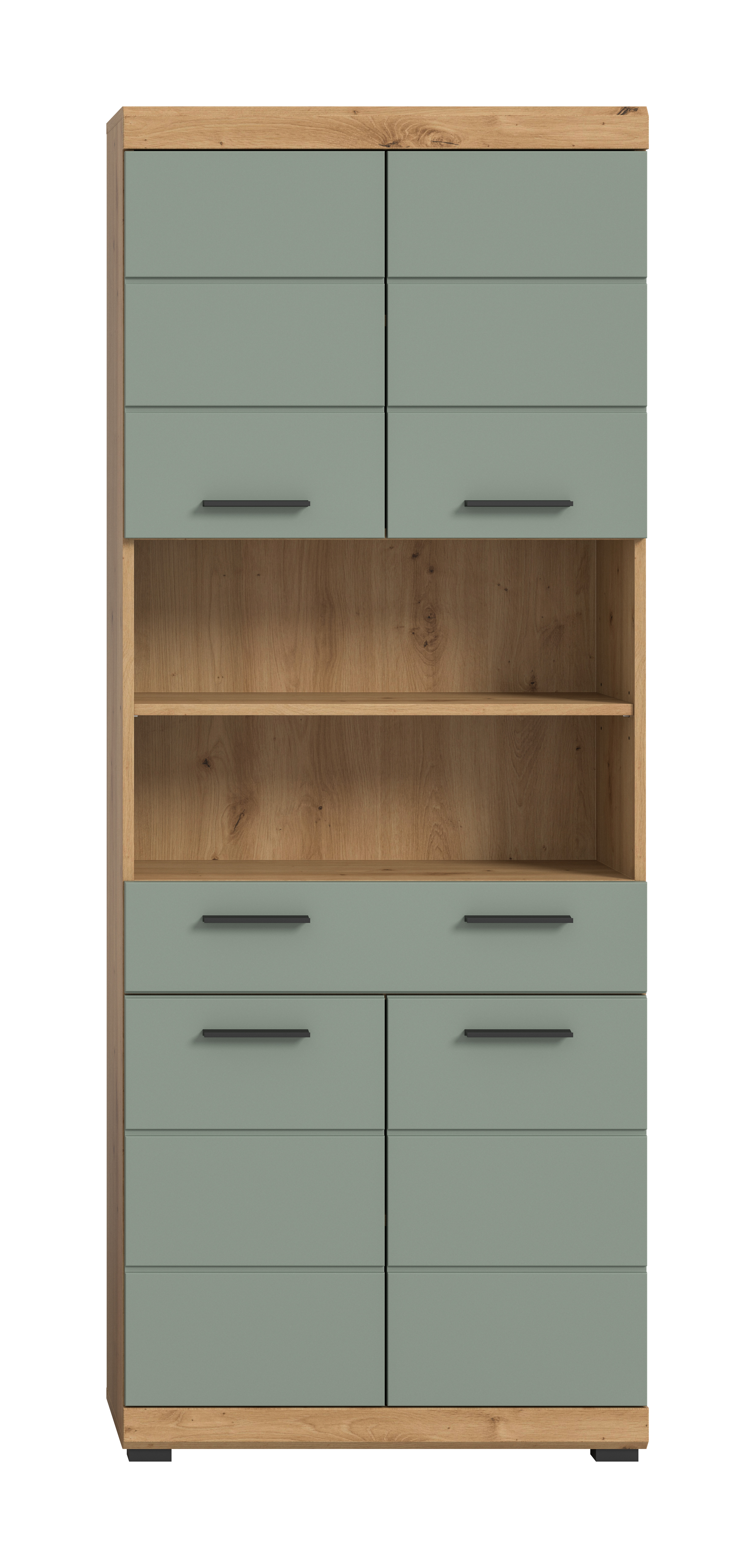 Hochschrank SCOUT - Salbei - Artisan Eiche - 74 cm