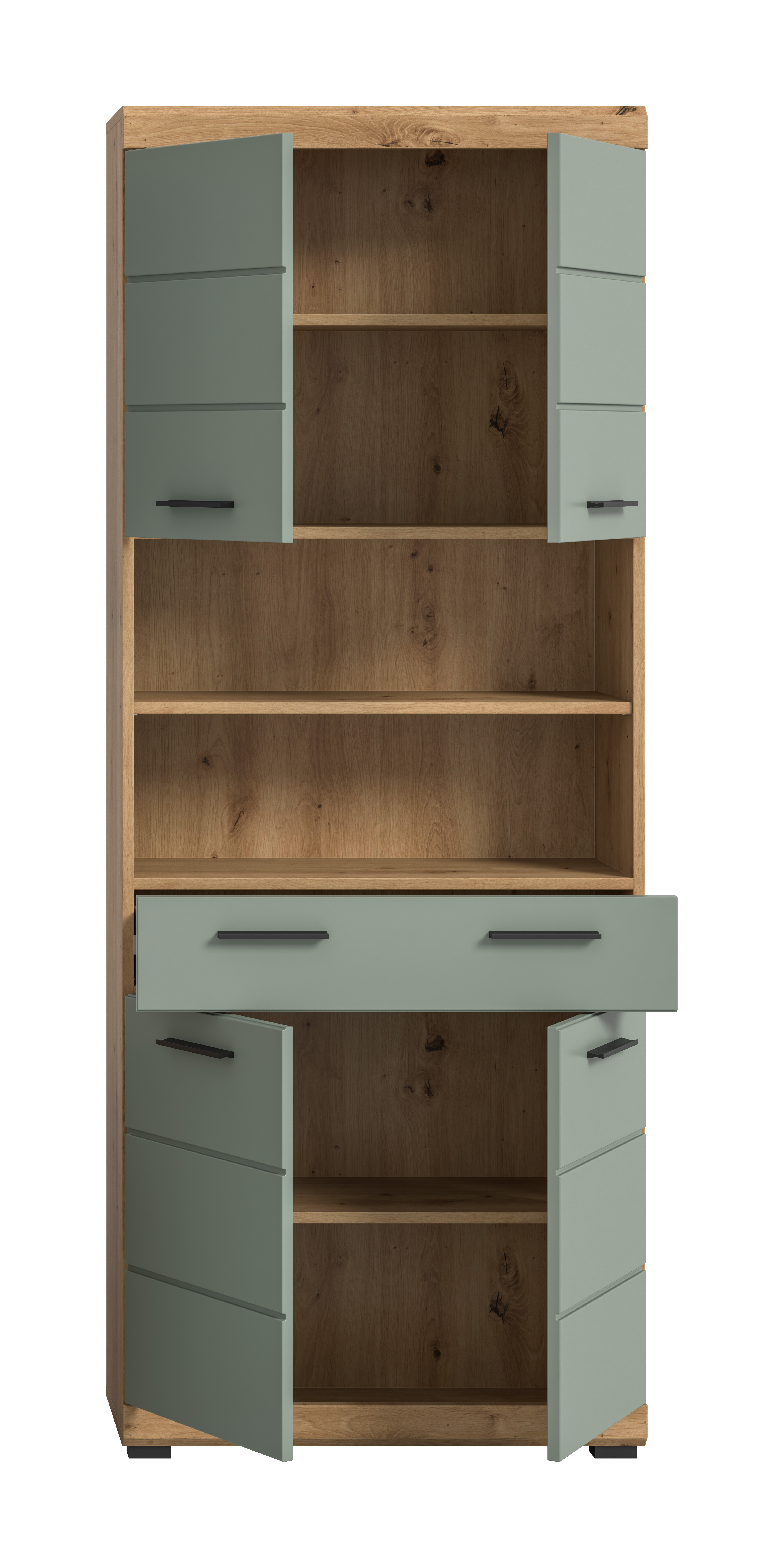 Hochschrank SCOUT - Salbei - Artisan Eiche - 74 cm