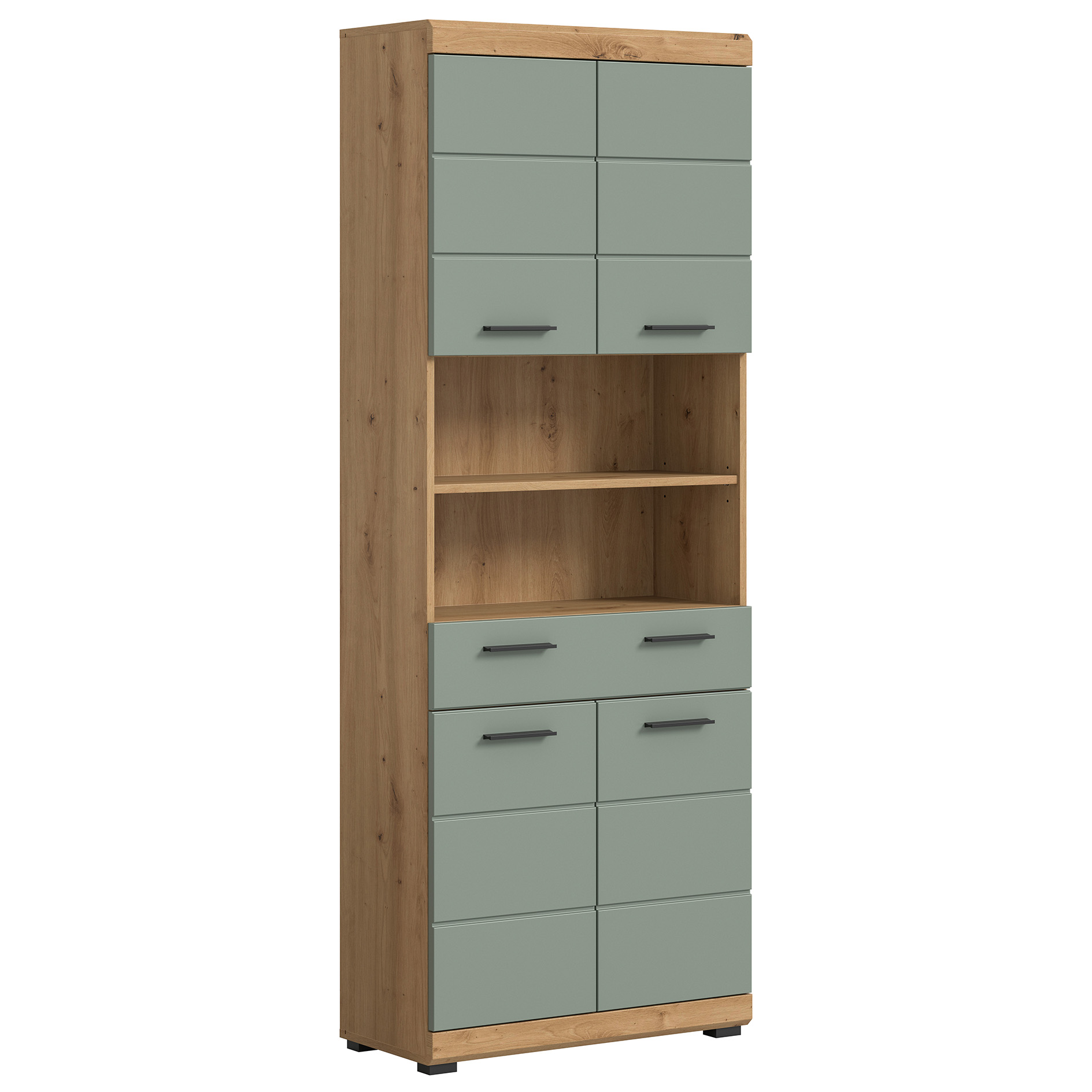 Hochschrank SCOUT - Salbei - Artisan Eiche - 74 cm