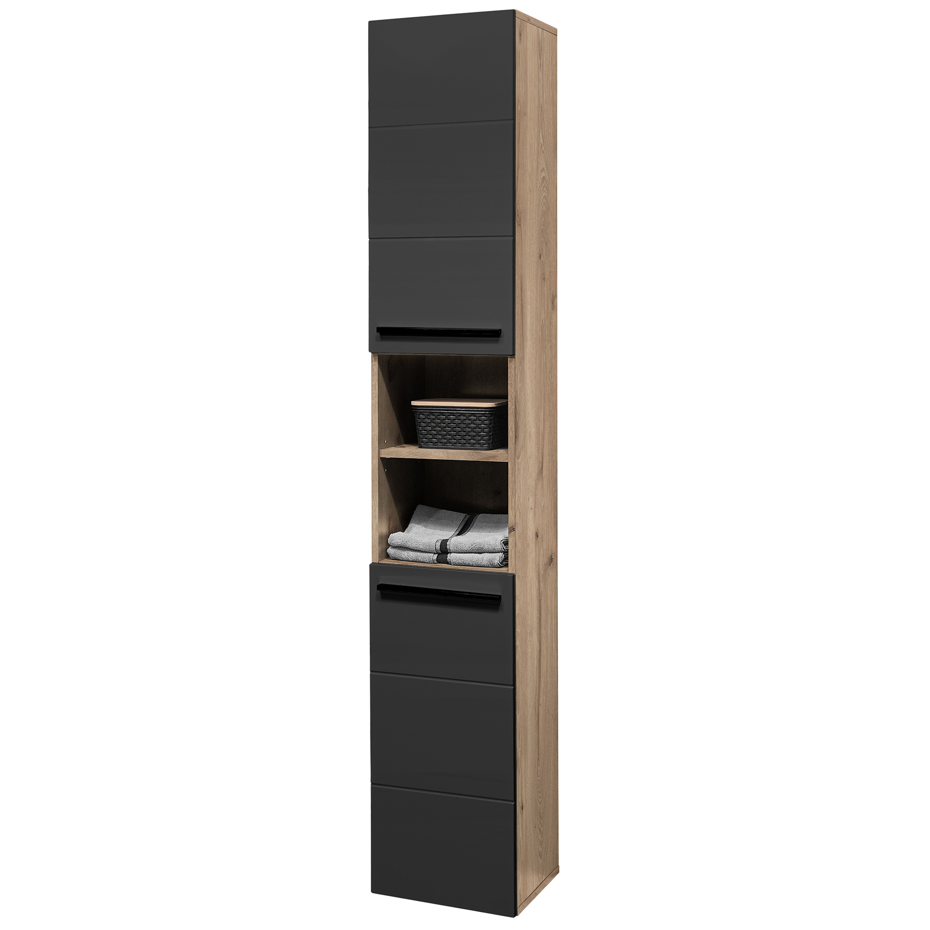 Hochschrank - Viking Oak - schwarz - 34 cm breit