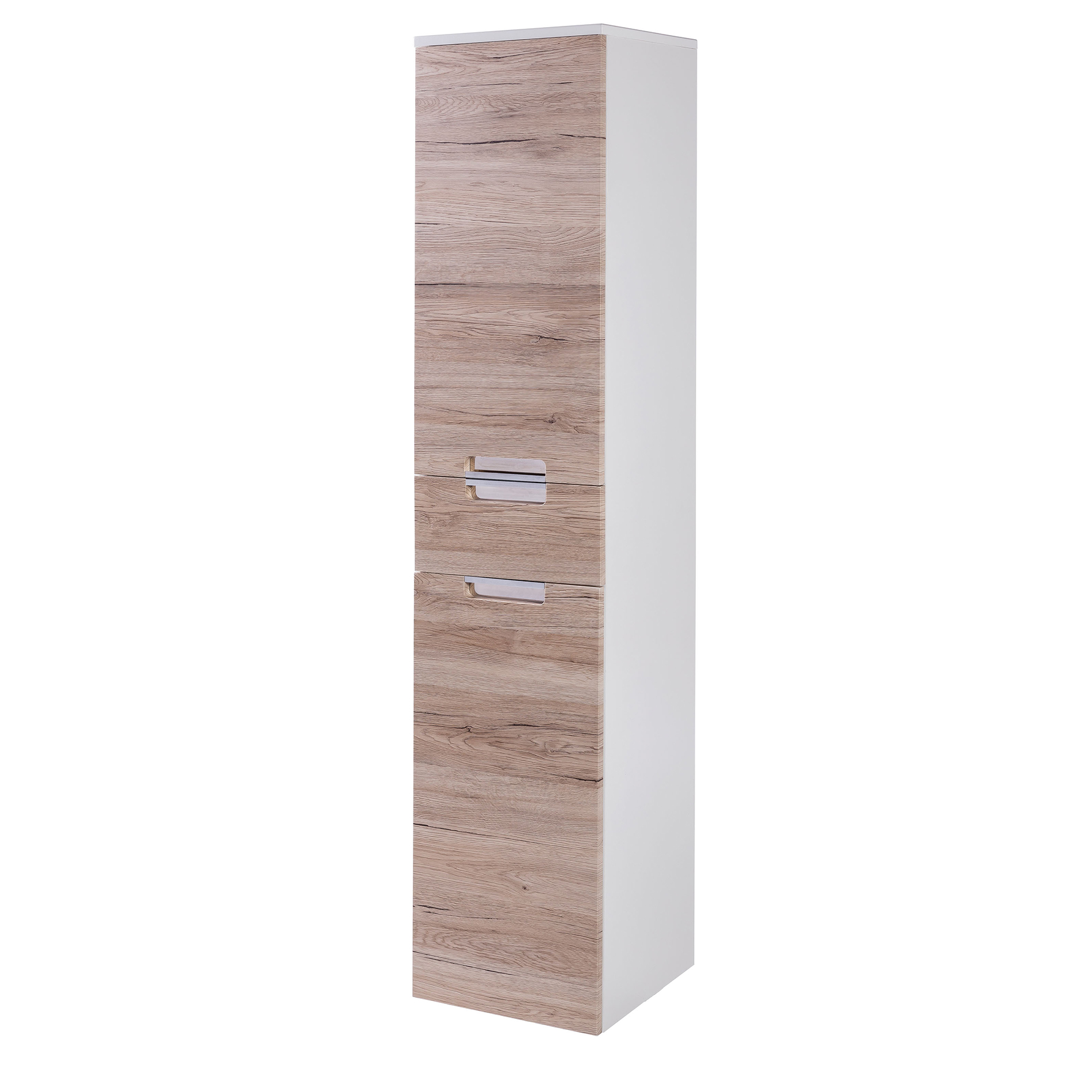 Hochschrank - weiß-Sanremo Eiche - 33 cm