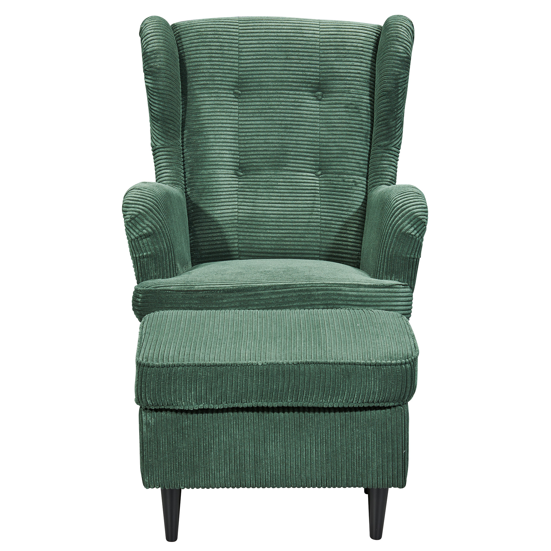 Hocker - winter moss - Cord - Massivholzfüße