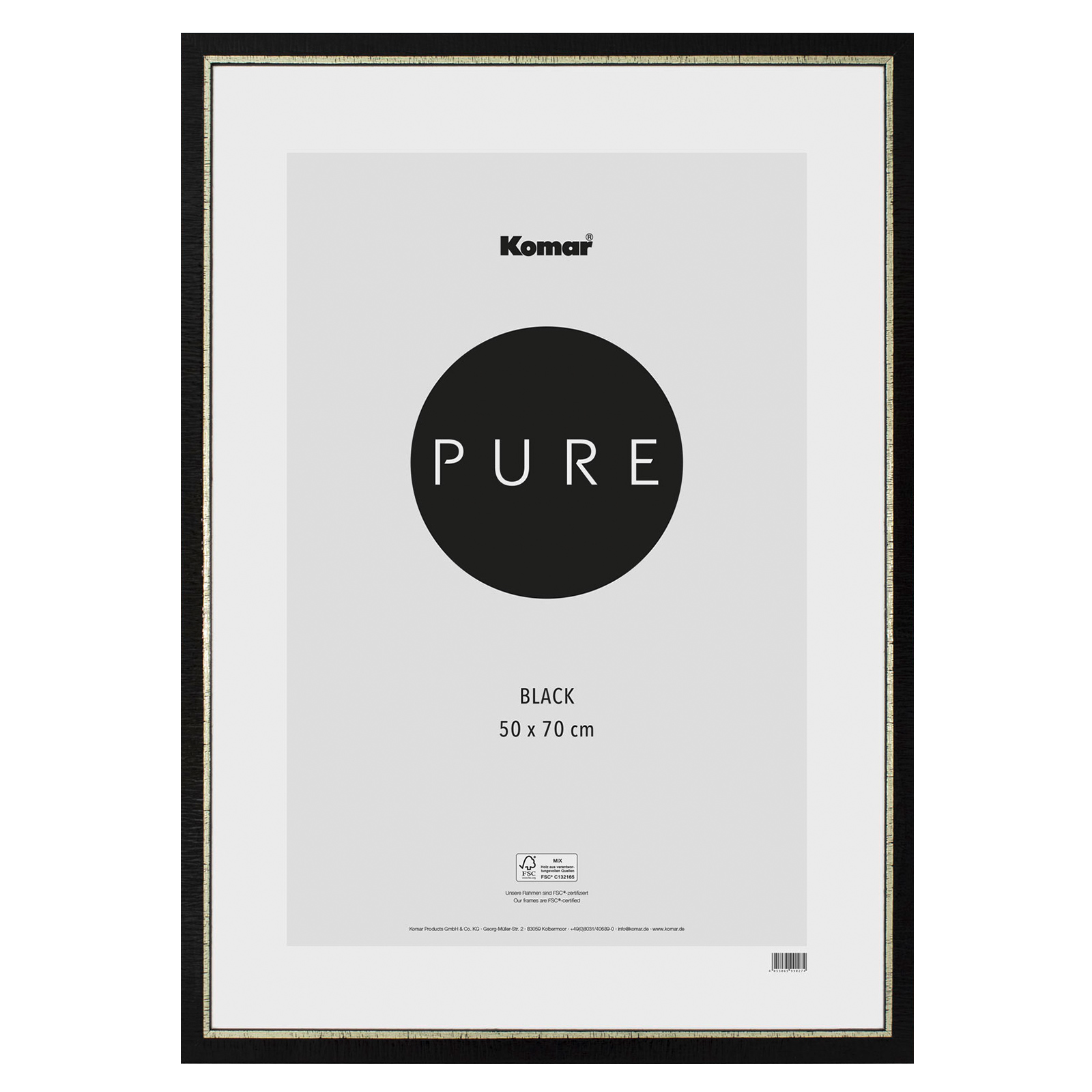 Holz-Bilderrahmen ELEGANT BLACK - schwarz-gold - 50x70 cm