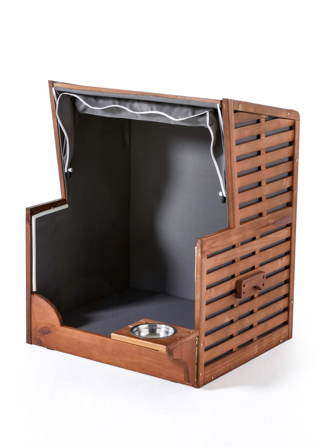 Hundestrandkorb - braun-grau - mit Napf - 75x95 cm
