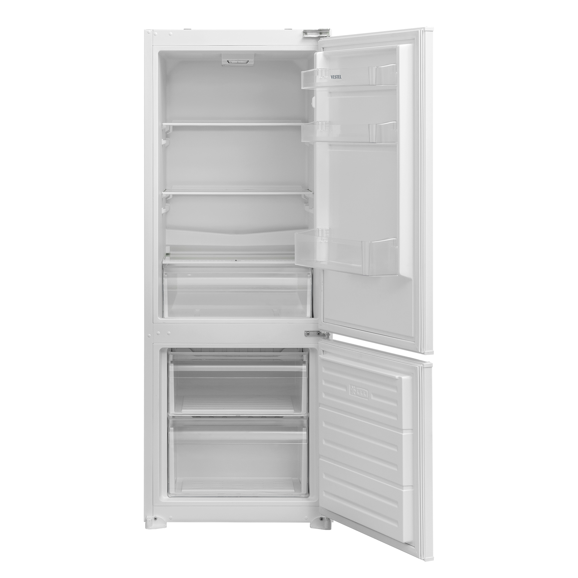 IMPULS Küchenblock - Alby Blue - Eiche hell - Kühlschrank links - mit E-Geräten - 280 cm 