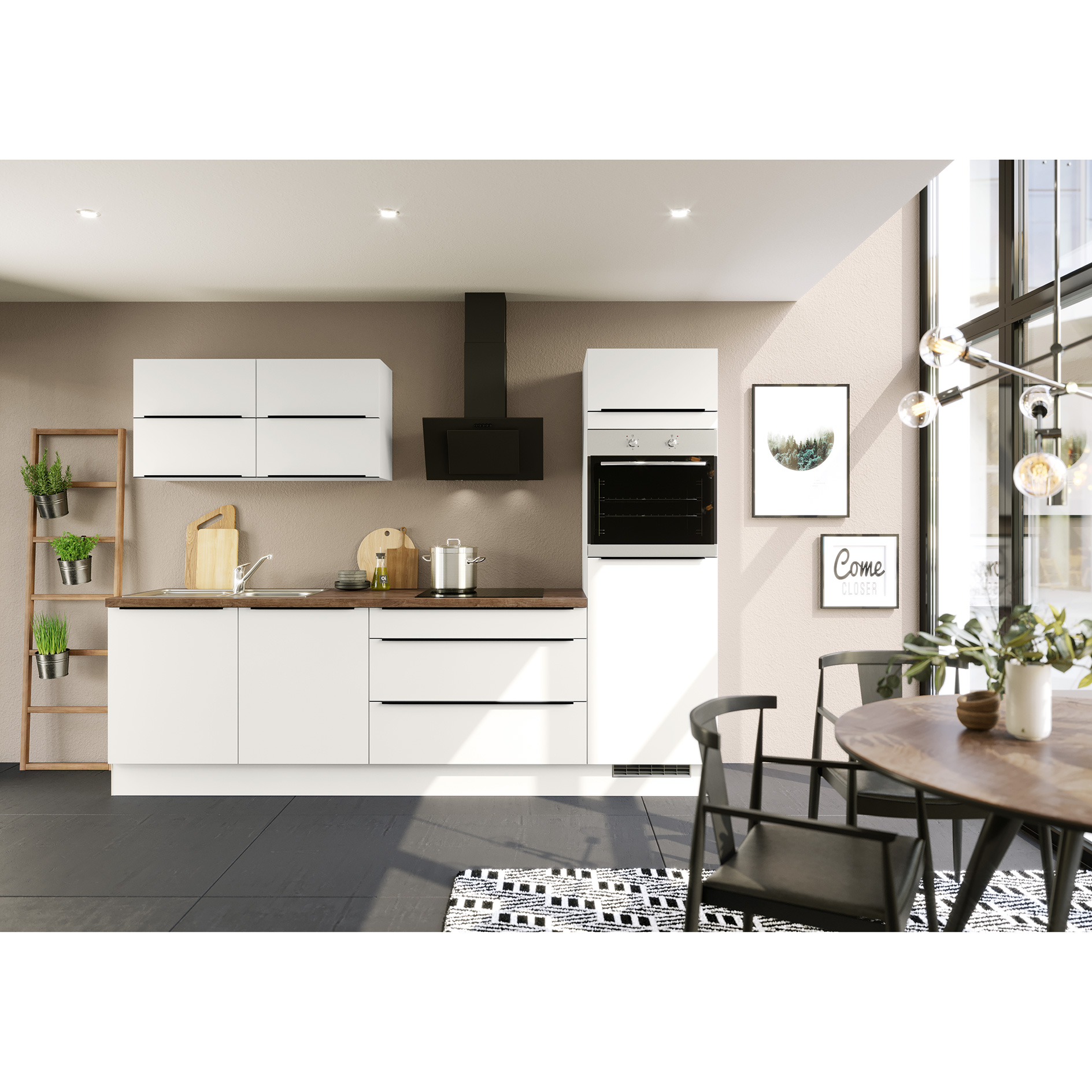 IMPULS Küchenleerblock - weiß - Gerätehochschrank rechts - 280 cm