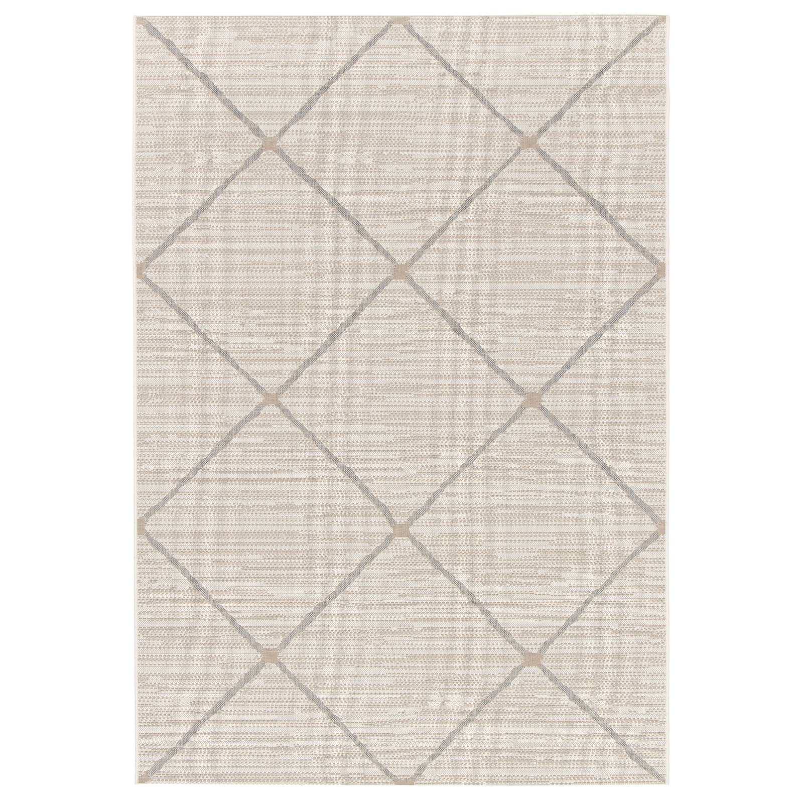 In-/Outdoorteppich - creme-beige - Rauten - 80x150 cm