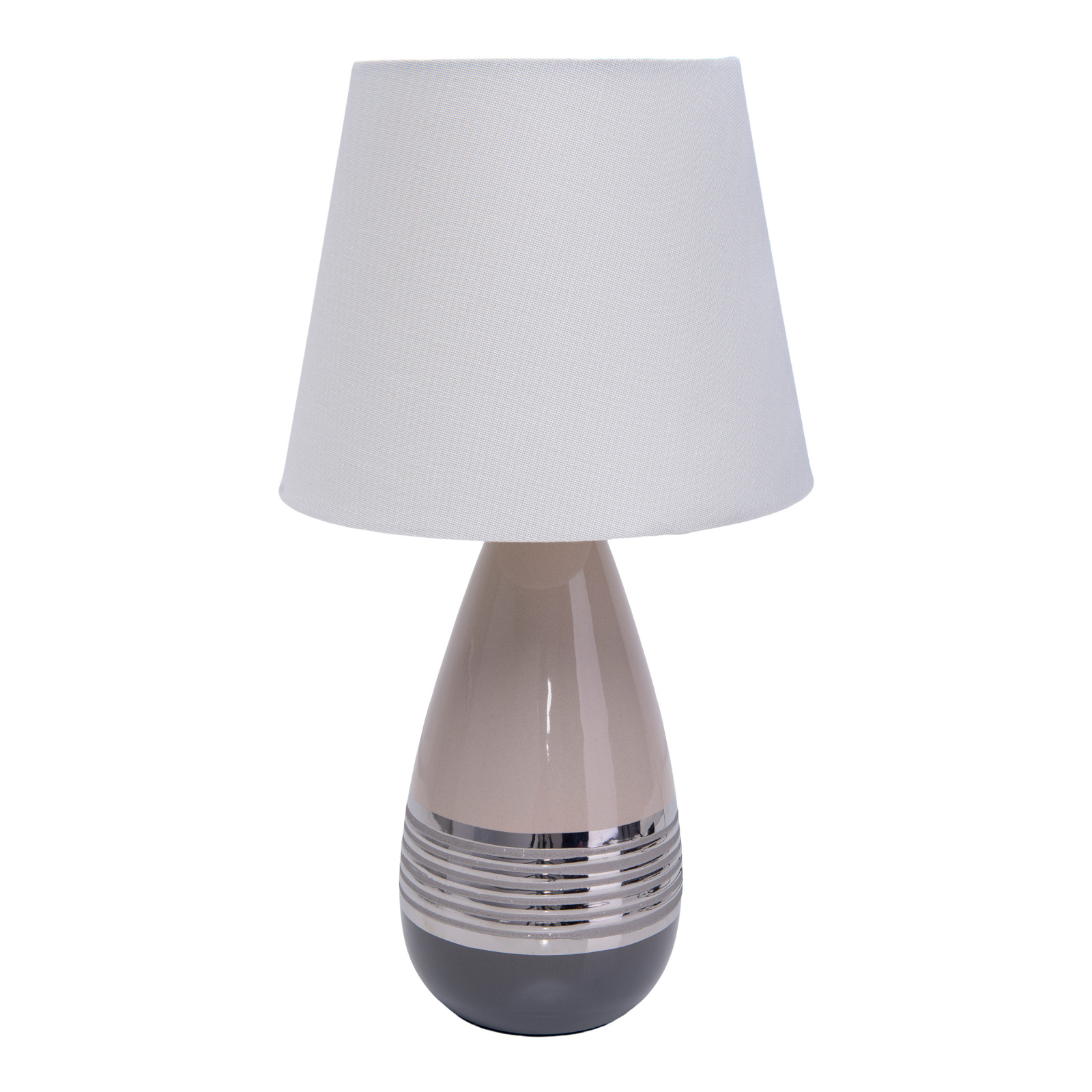 Keramik-Tischleuchte - grau-beige-weiß - 20x38 cm