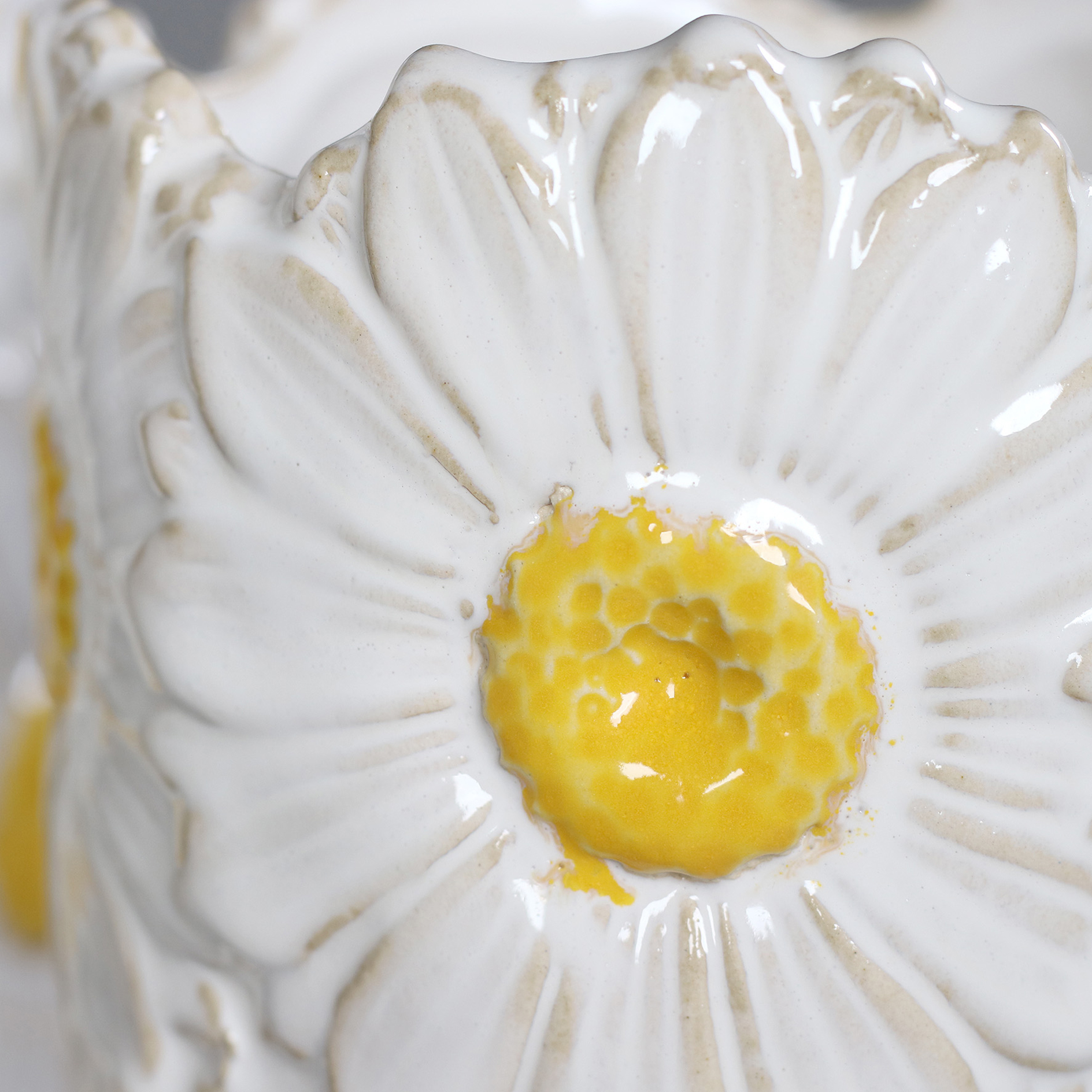 Keramikvase - weiß-gelb - Keramik