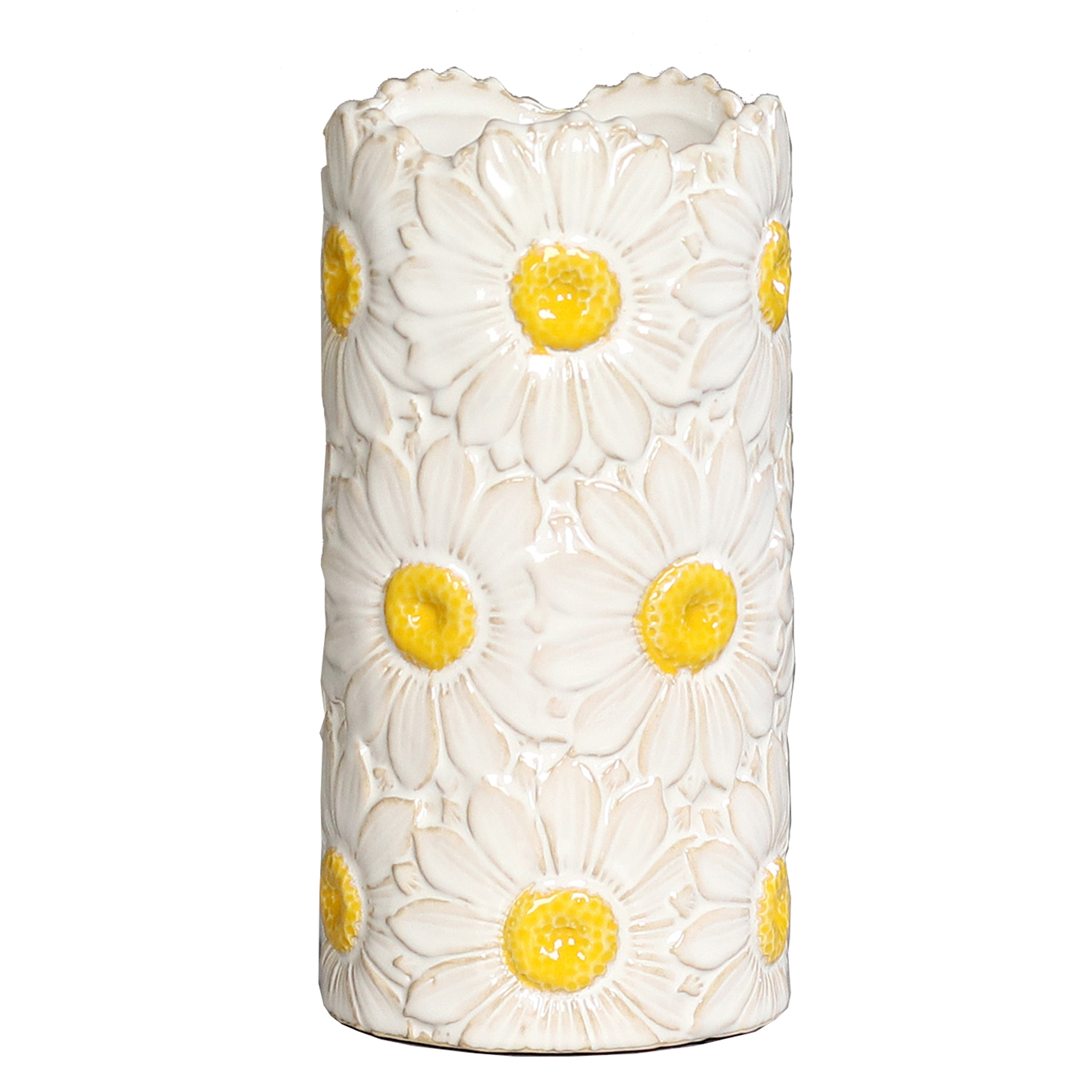 Keramikvase - weiß-gelb - Keramik