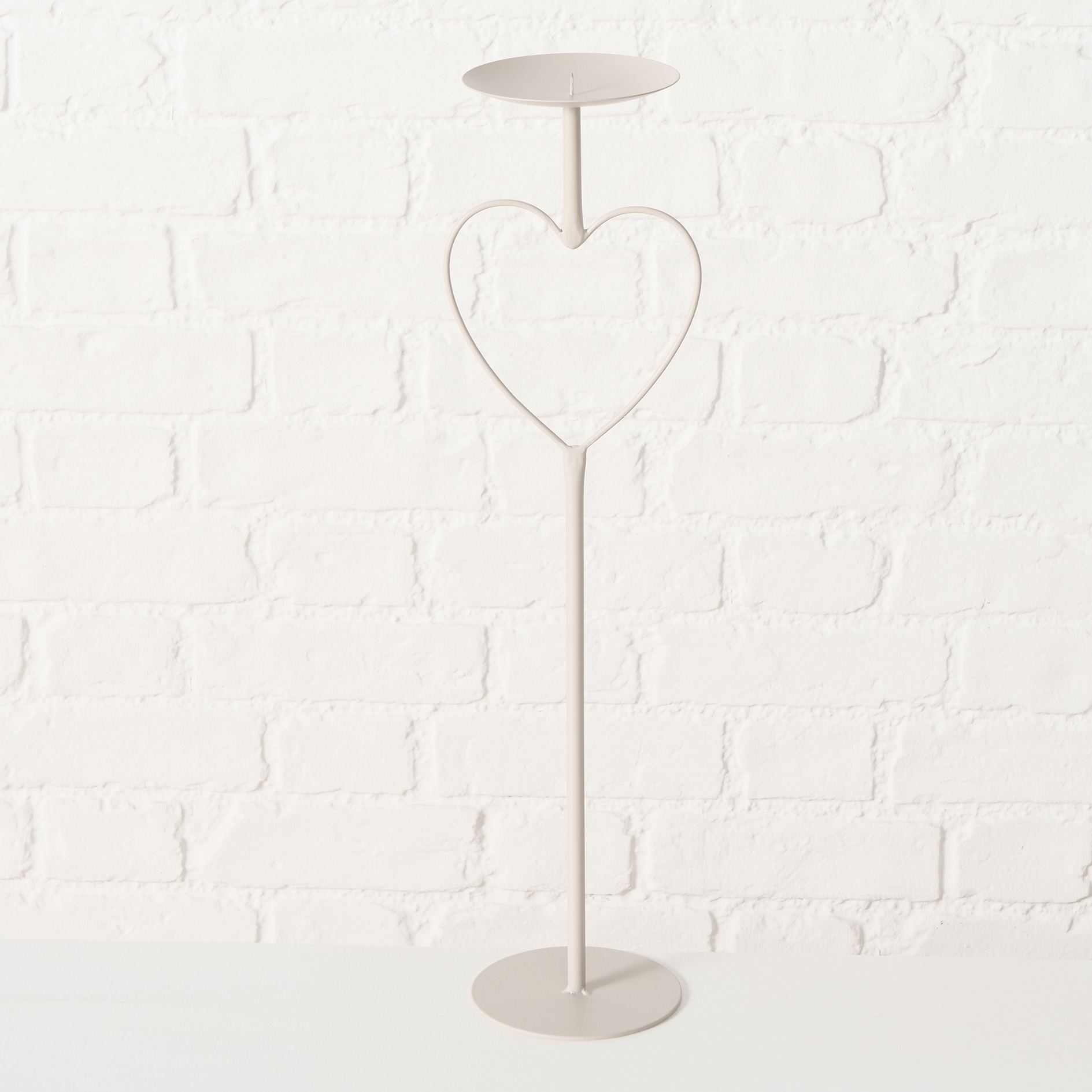 Kerzenleuchter - beige - Herz - 54,5 cm hoch