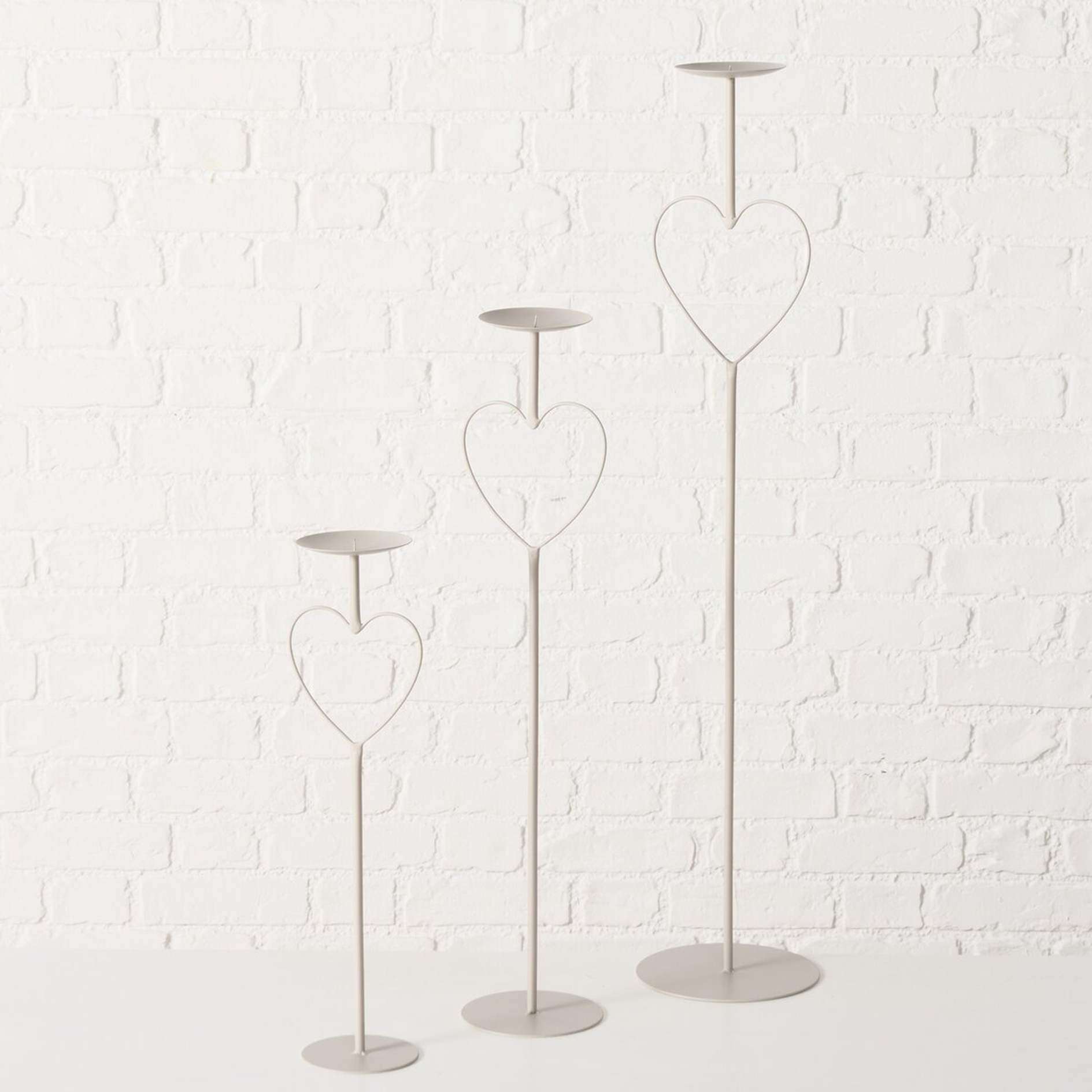 Kerzenleuchter - beige - Herz - 54,5 cm hoch
