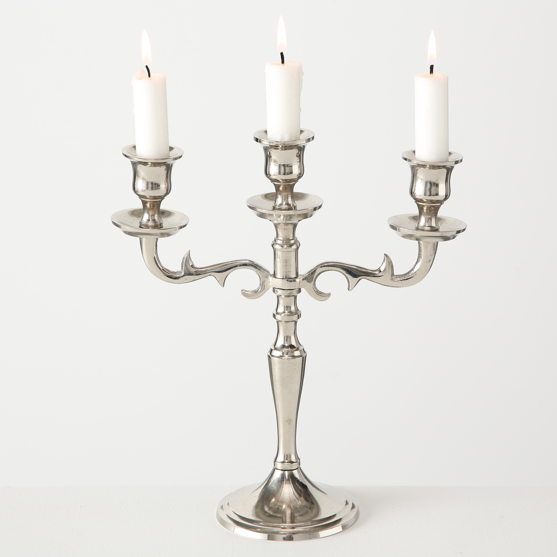 Kerzenleuchter - silber - Aluminium - für 3 Kerzen
