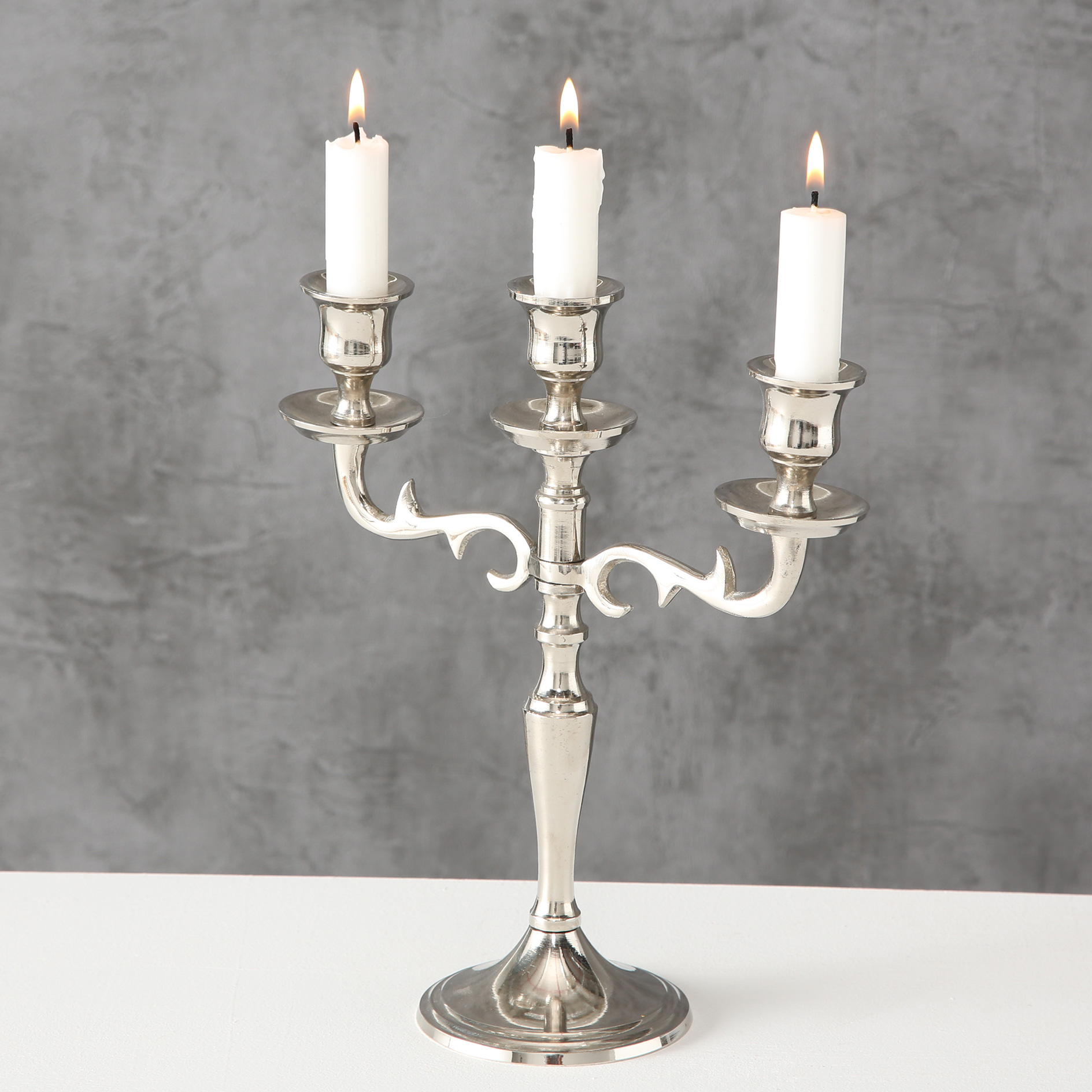 Kerzenleuchter - silber - Aluminium - für 3 Kerzen