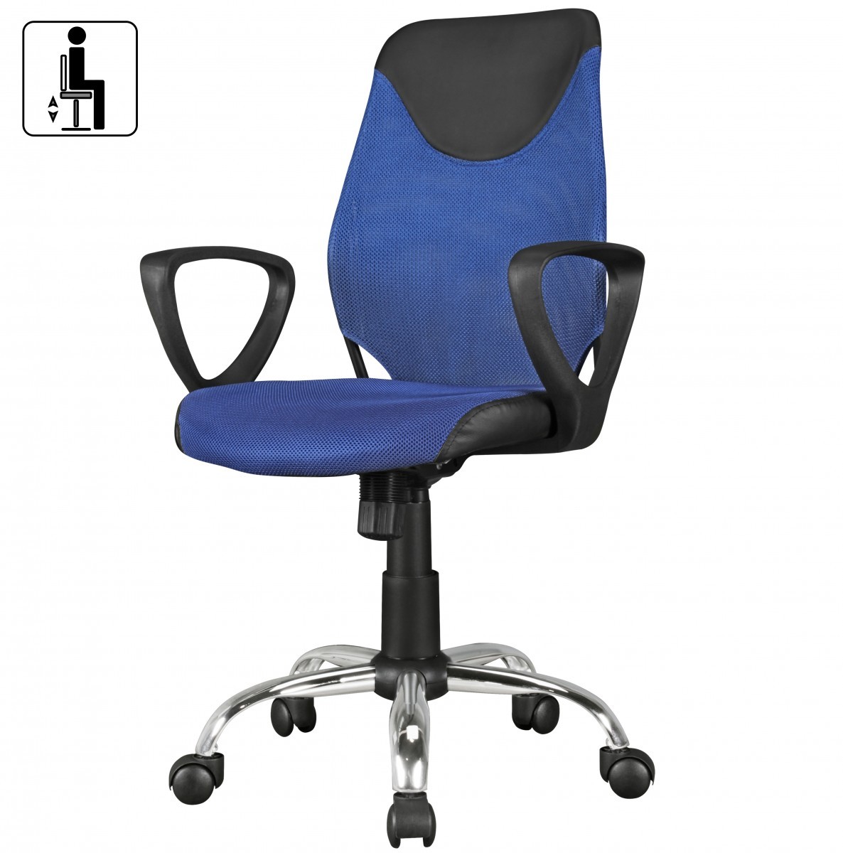 Kinder-Schreibtischstuhl - blau-schwarz - Netzstoff-Kunstleder - rollbar